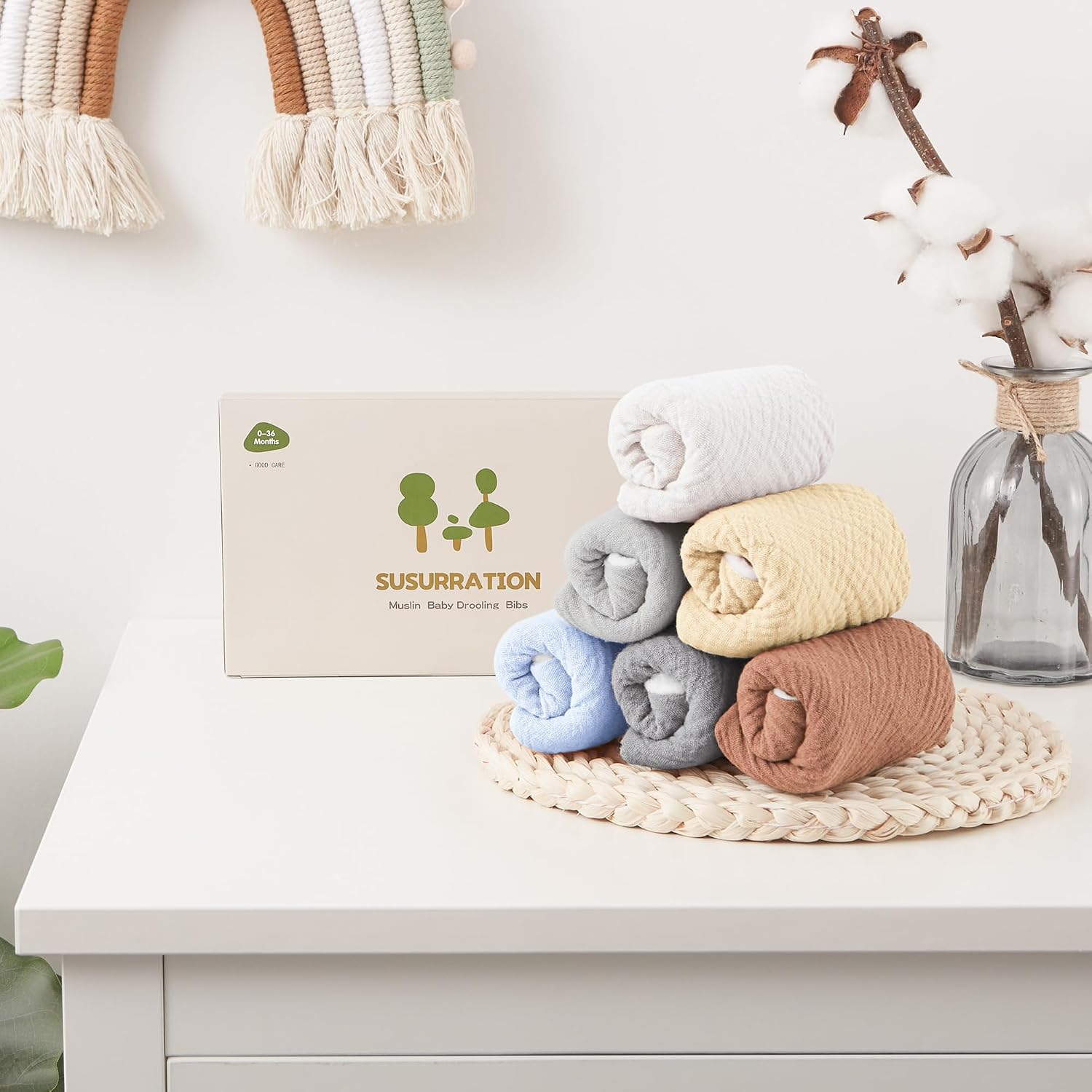 Detalle 2 de Susurration Baby Dreieckstuch & Musselin-Sabberlätzchen mit verstellbaren Druckknöpfen – für Junge und Mädchen