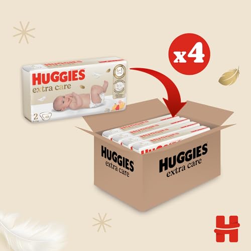 Detalle 2 de Huggies Extra Care Neonato Taglia 2 (3-6 Kg) – Pacco Scorta da 160 Pannolini