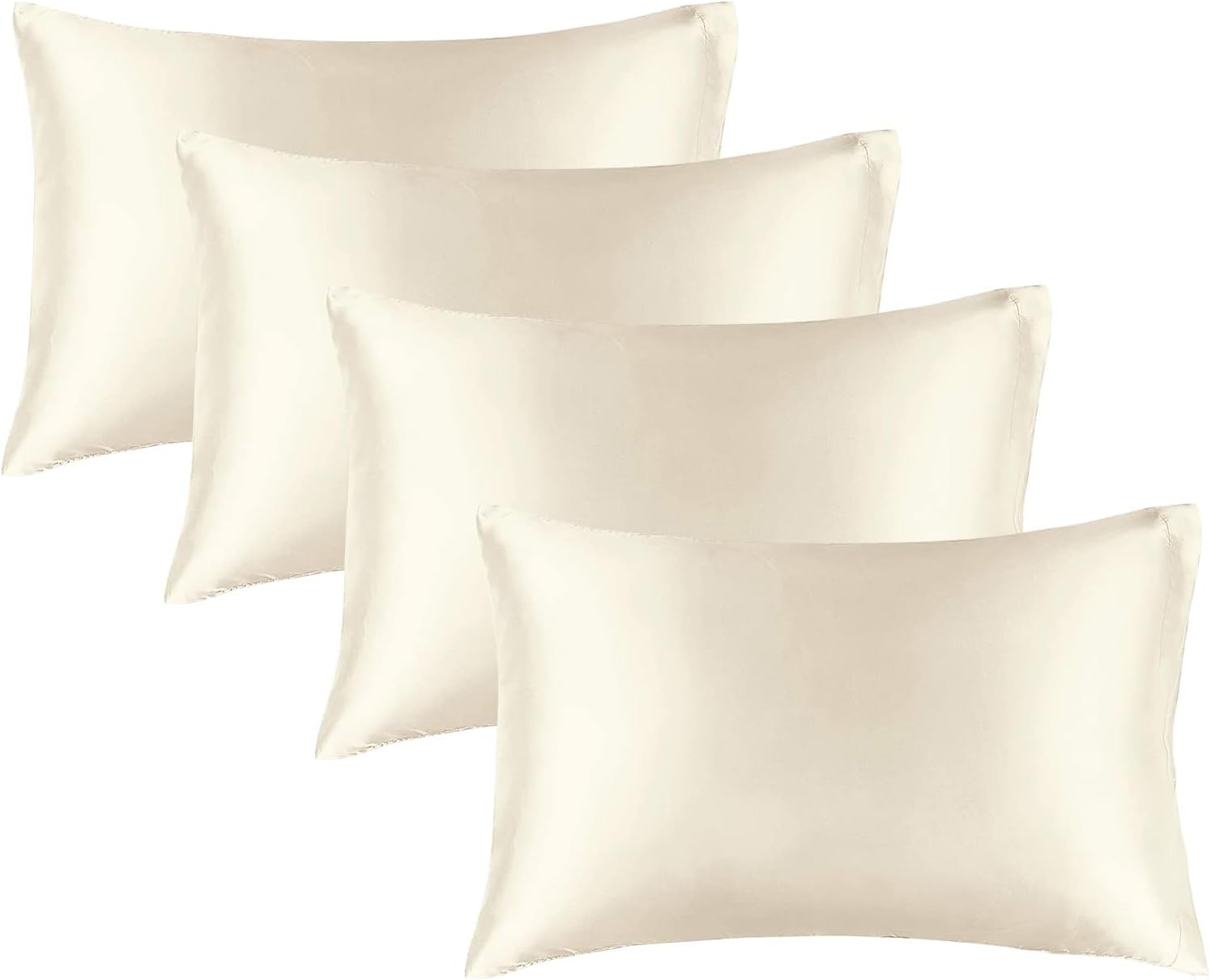 BEDELITE Satin Pillowcases, Small King 20 x 36 in, Beige, Set of 4
