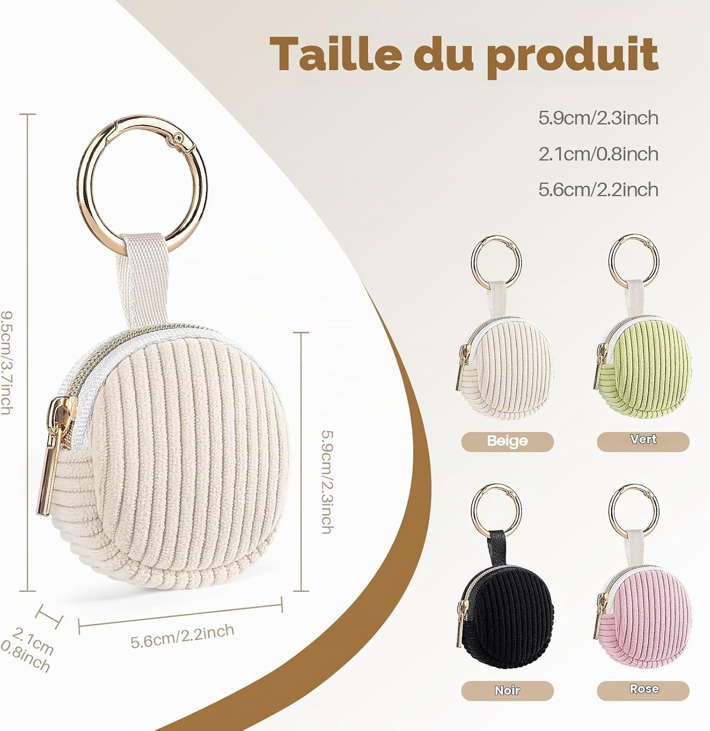 Detalle de Playexen set van 2 mini-sieradenetuis in corduroy, beige en zwart