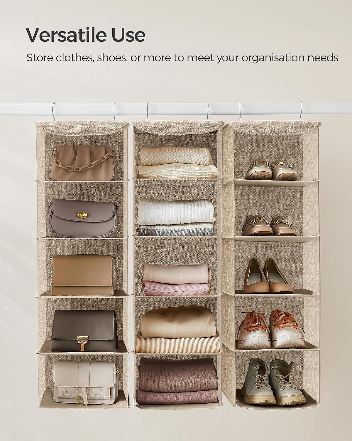 Detalle 2 de SONGMICS Hanging Wardrobe Storage Organisers 5‑tier