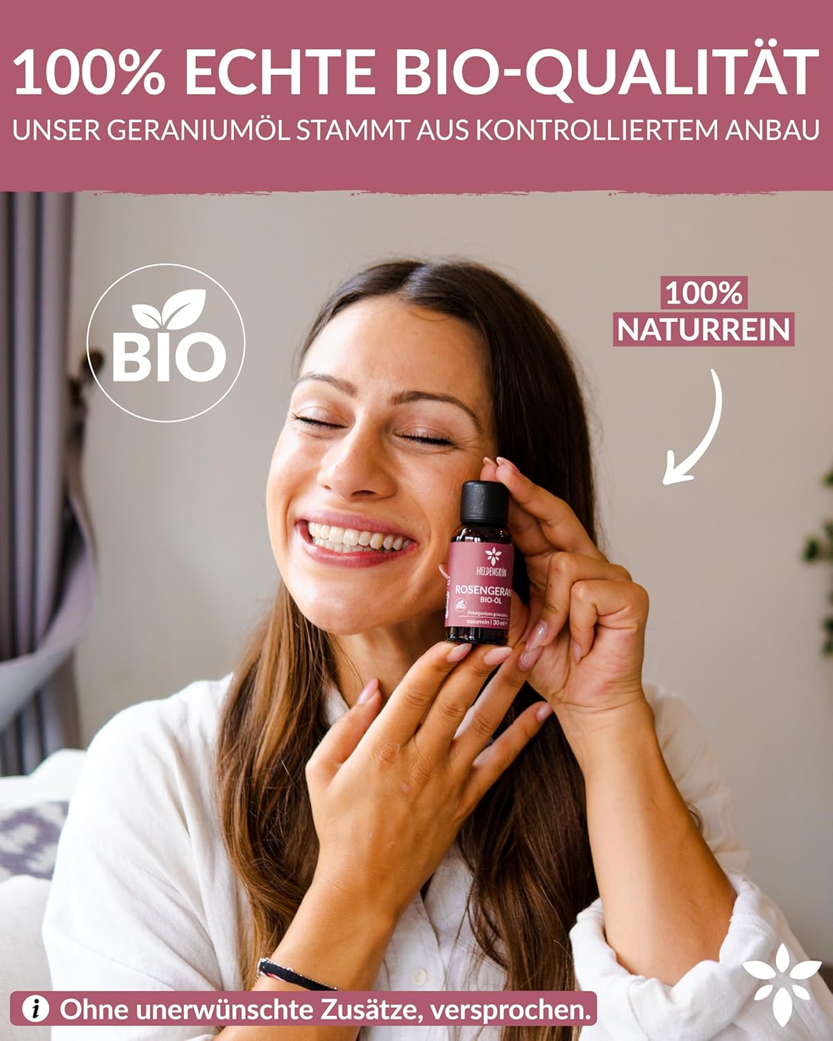 Thumbnail 1 de Heldengrün® BIO Rosengeranienöl (100% naturrein) – echtes Rosenduft-Geranienöl für Kosmetik & Aromatherapie