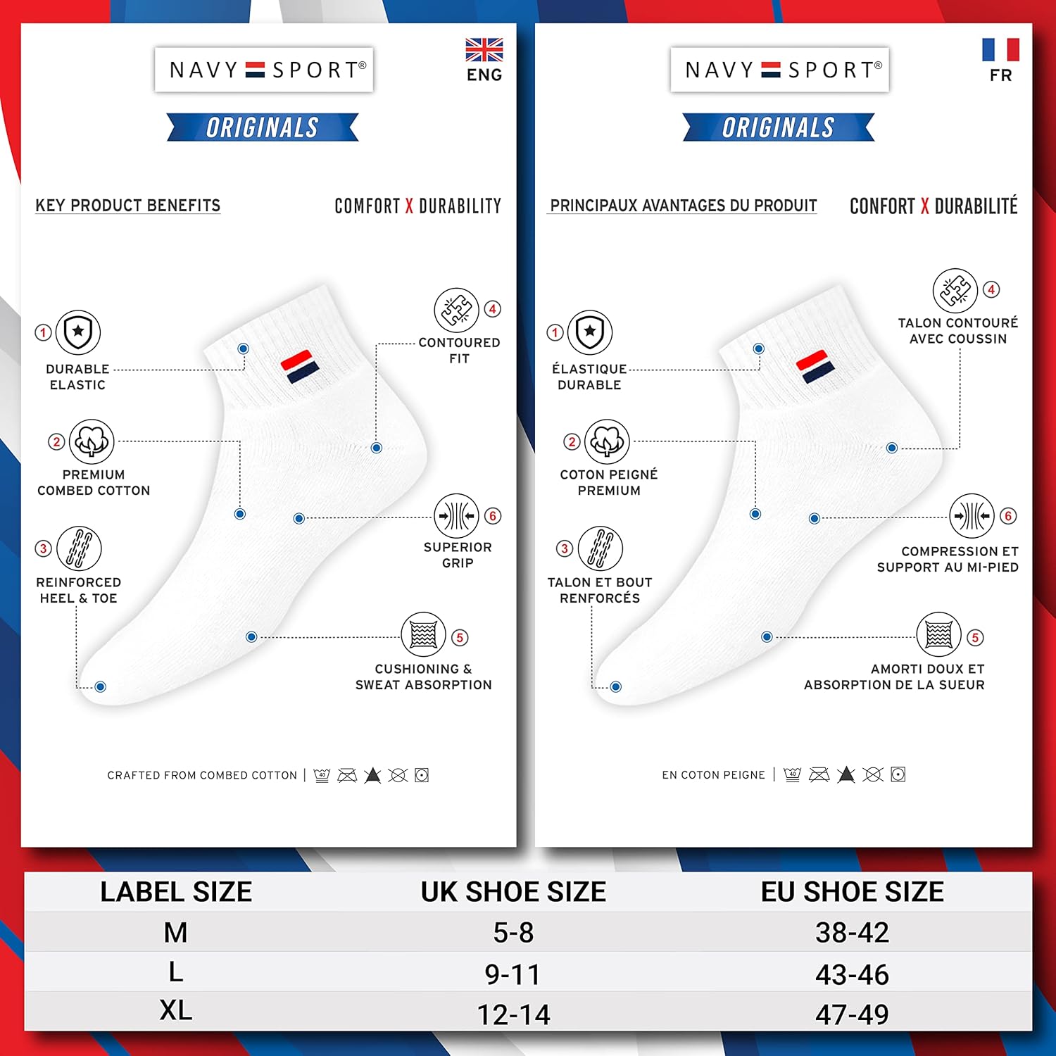 Thumbnail 1 de NAVYSPORT 6 paia di calze sportive corte in cotone spugna (uomo/donna) confezione da 6