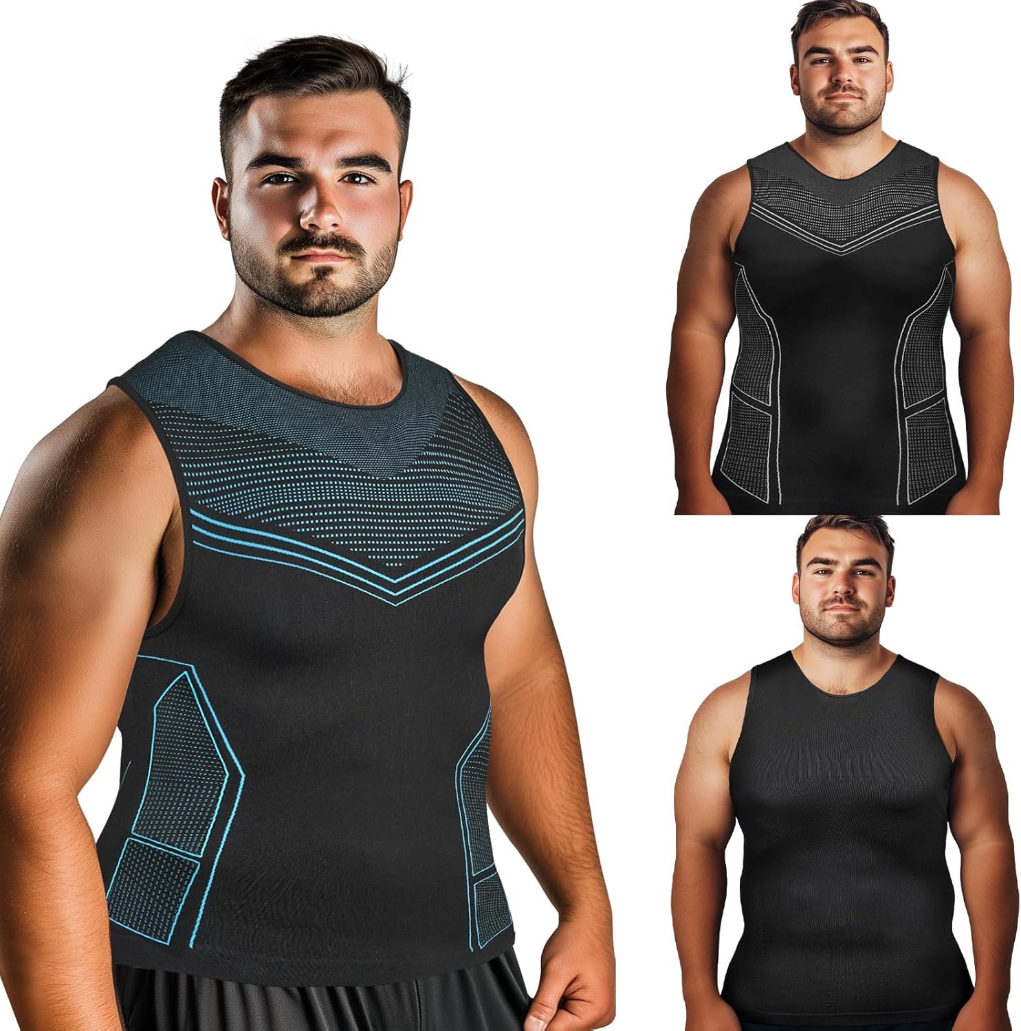 Thumbnail 1 de Odoland 3-Pack Men’s Compression Shirt Tummy Control Slimming Tank Undershirt