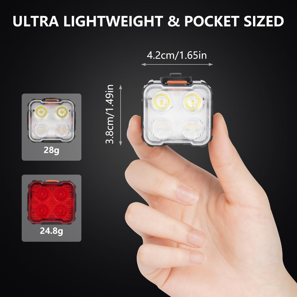 Detalle 2 de Ainiv Set Luci Bicicletta LED ricaricabili per ciclismo notturno