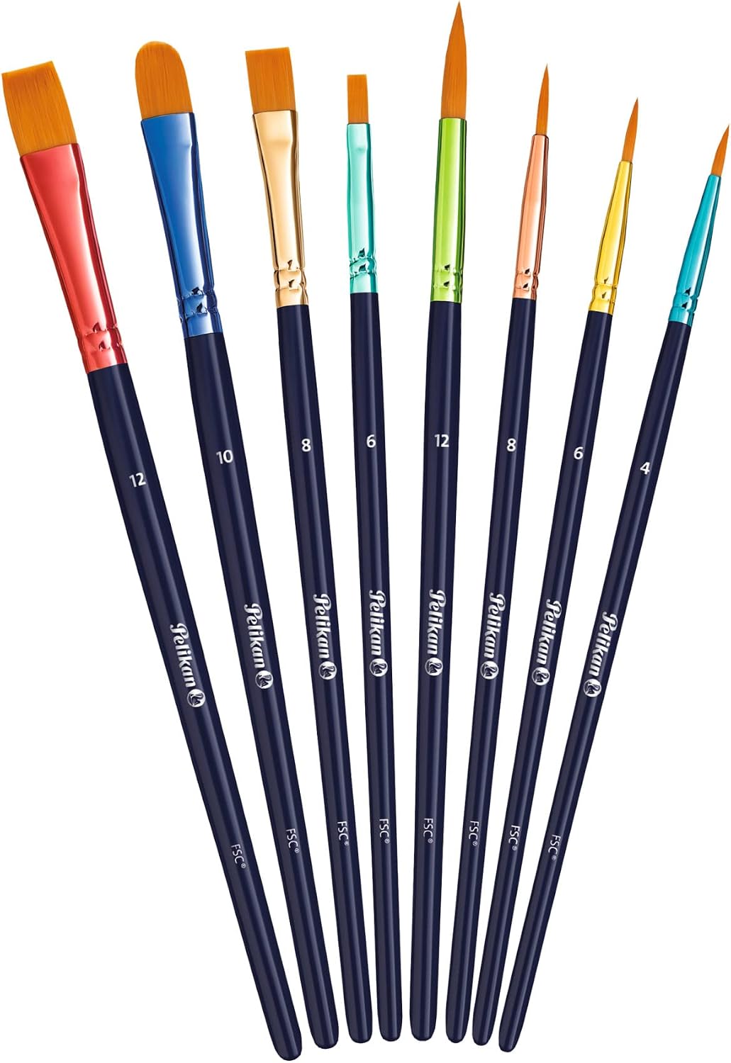 Pelikan Premium Schulpinsel-Set mit 8 Pinseln – Haar- und Borsten-Pinseln im praktischen Etui