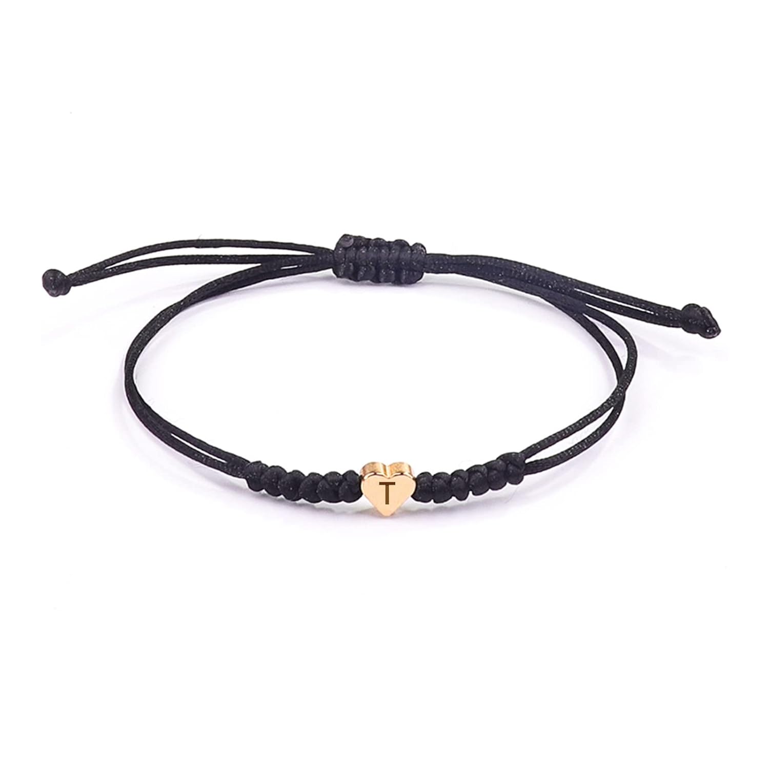 Thumbnail 6 de Initial E Heart Charm Bracelet – Red Adjustable Rope Bracelet for Women, Men & Teens