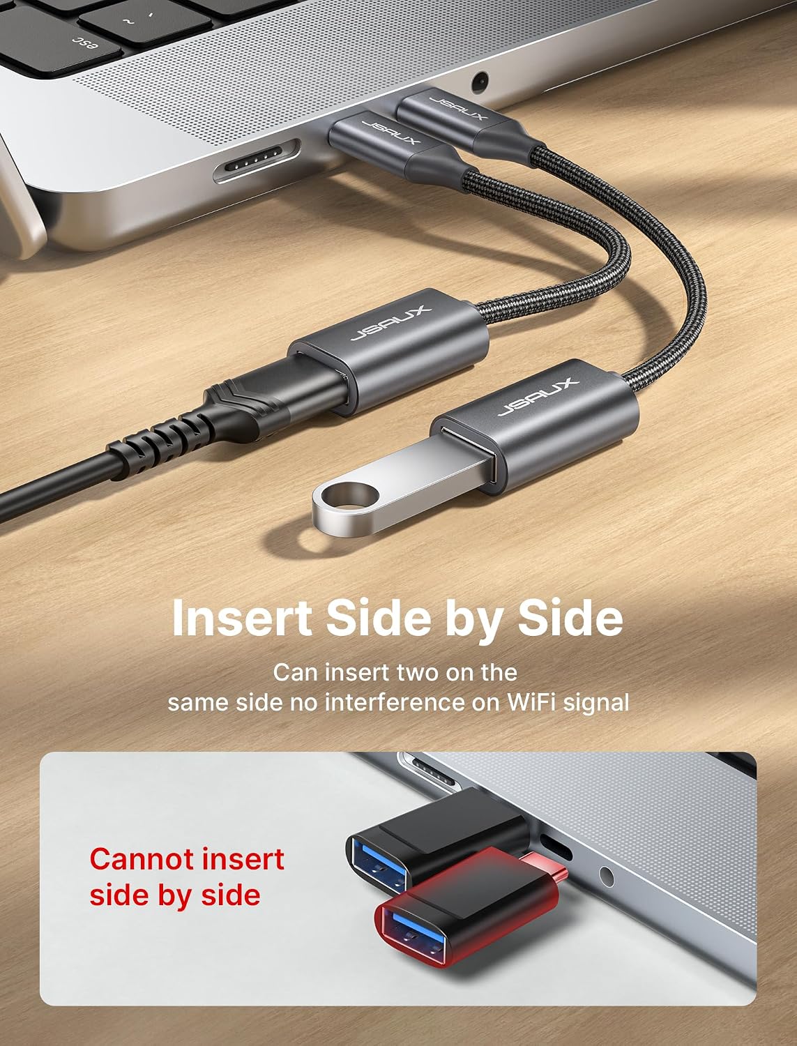 Detalle 2 de JSAUX USB C to USB 3.0 Adapter 2-pack for phones & laptops