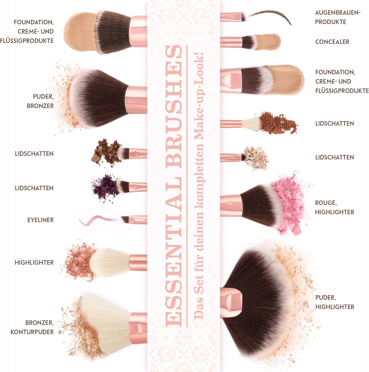 Thumbnail 6 de Luvia Cosmetics Essential Brushes – Rose Golden Vintage, 14 pędzli syntetycznych