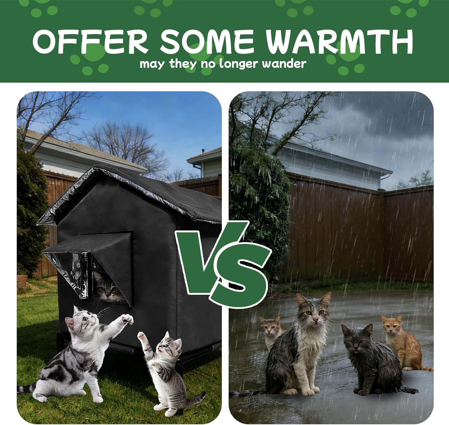 Detalle 2 de Outdoor Cat House Weatherproof with Aluminium Film Insulation (Large, Black)