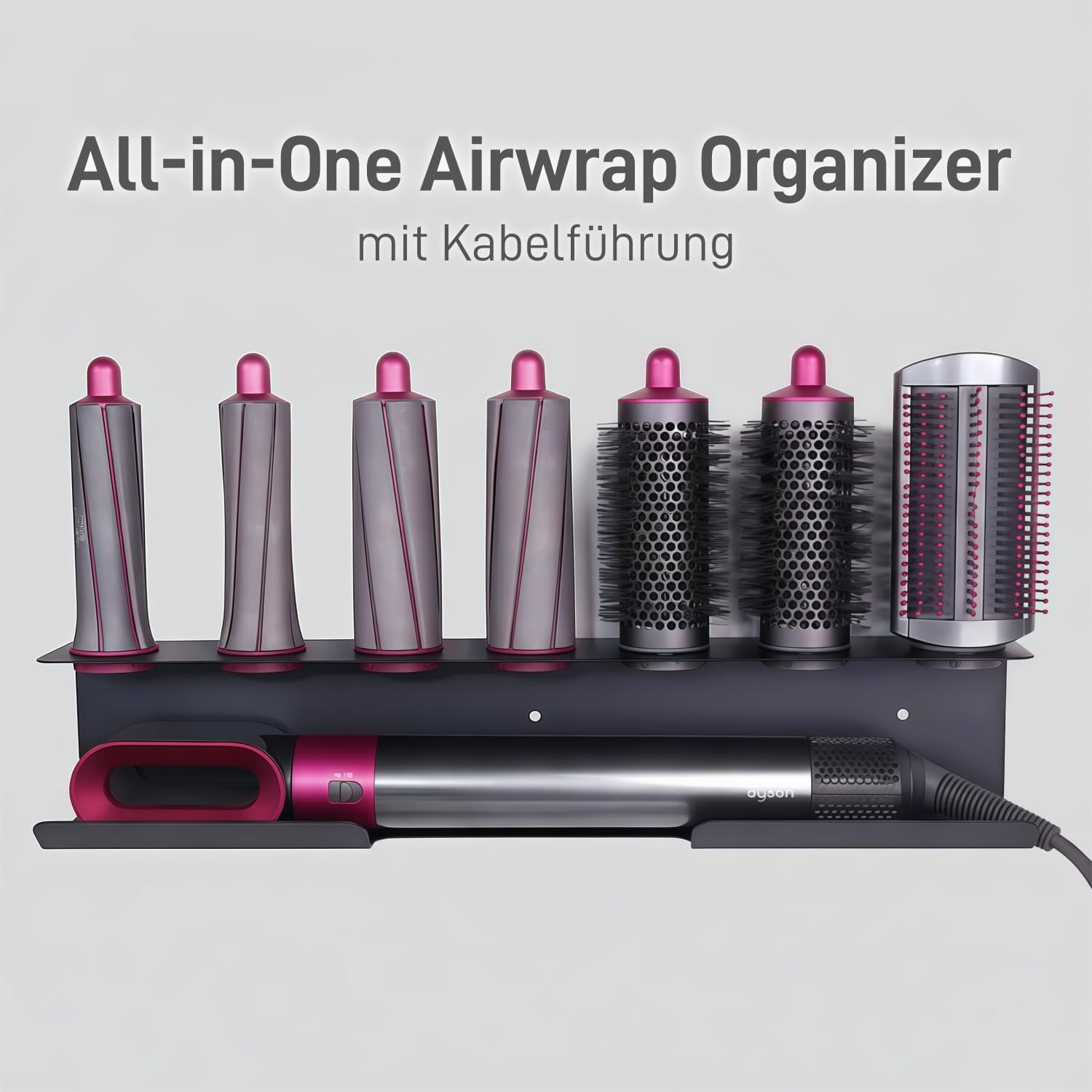 Thumbnail 1 de Bowyune Dyson Airwrap Halterung (Aluminium) – Wandhalter ohne Bohren, 7 Steckplätze für Airwrap-Zubehör, Schwarz