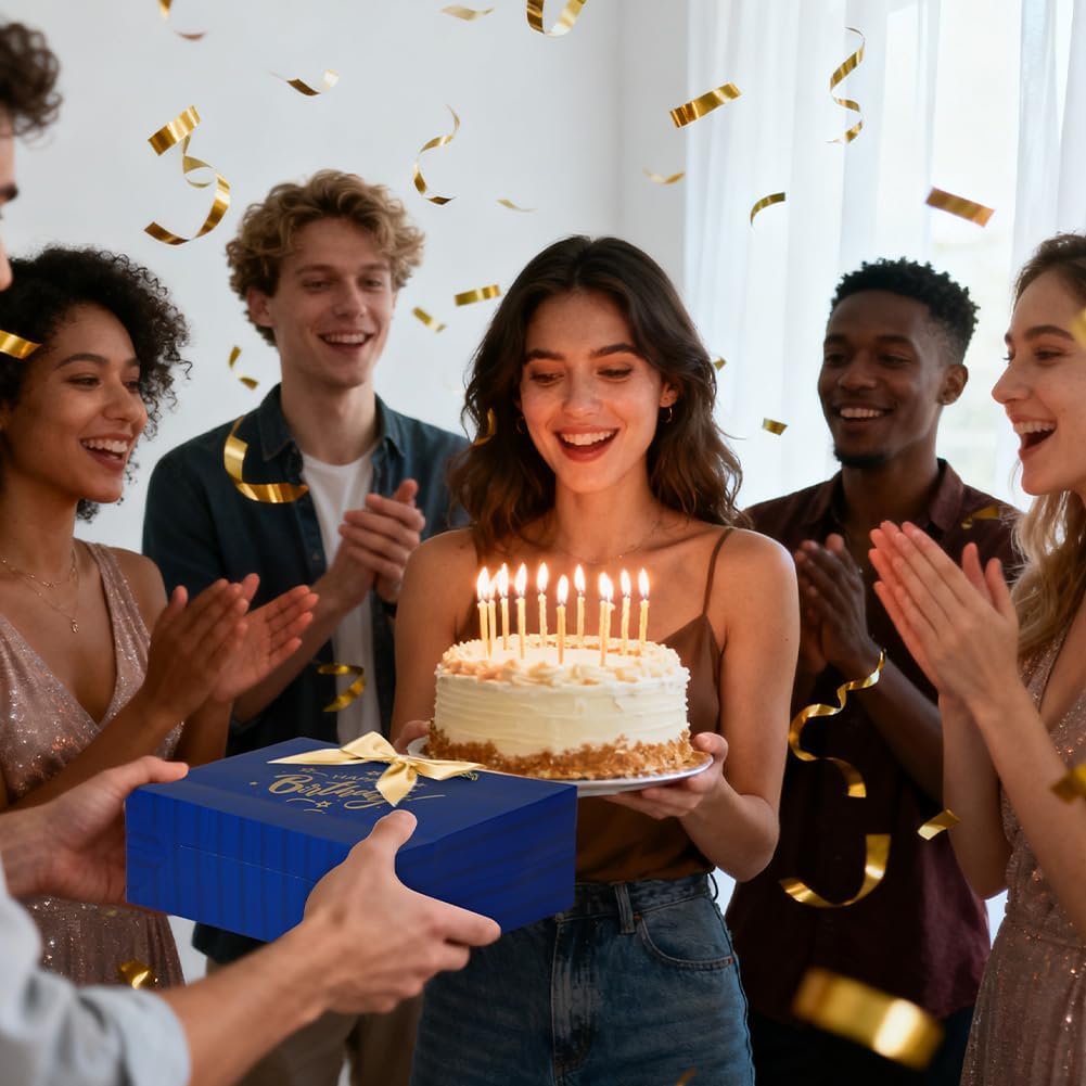 Thumbnail 6 de AOOSU Geschenktüte Geburtstag – Blau, inklusive Schleife, Grußkarte & Seidenpapier (28×20×10 cm)