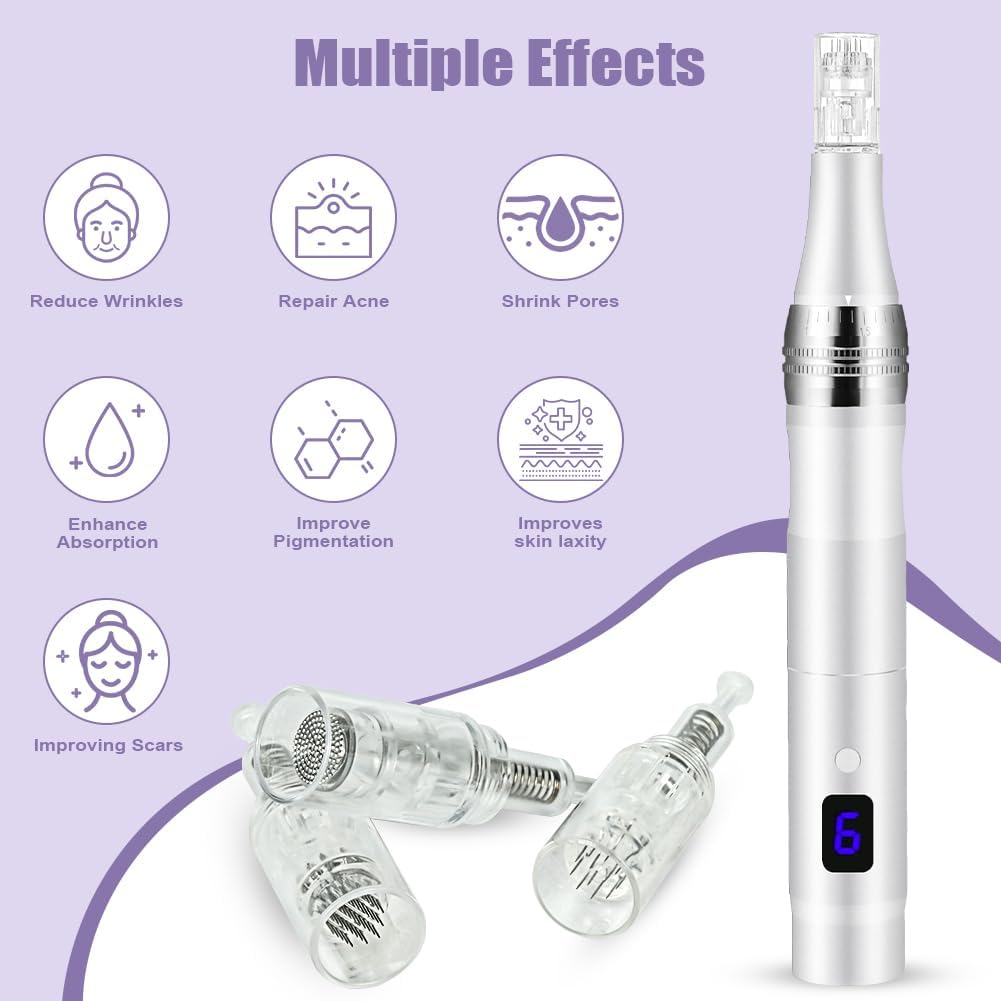 Thumbnail 5 de Vicloon Dermapen Elettrico per Microneedling Professionale con Display LCD, 6 livelli e 12 cartucce sigillate