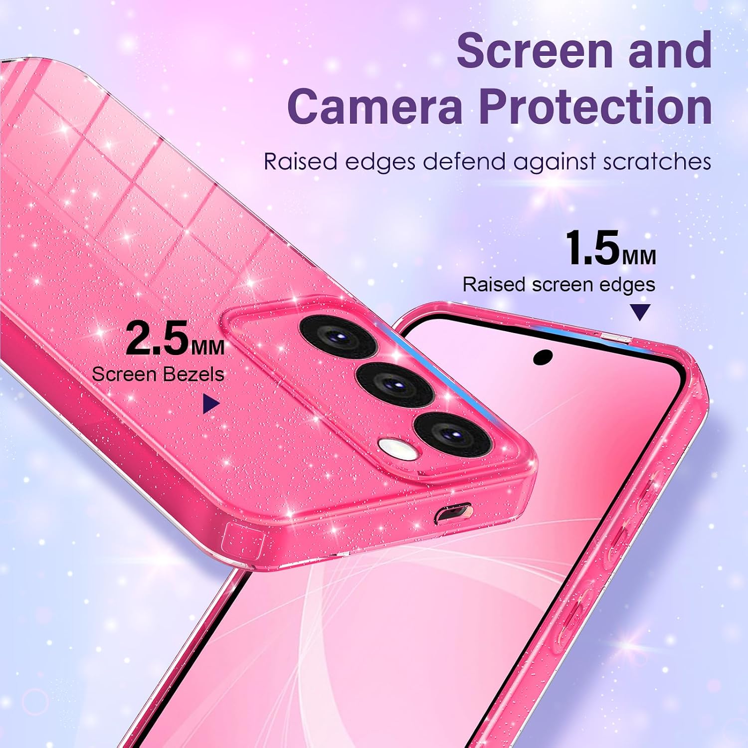 Thumbnail 2 de Paitech Glitzer-Hülle für Samsung Galaxy S23 5G – Dünn, flexibel & stoßfest, Rosa