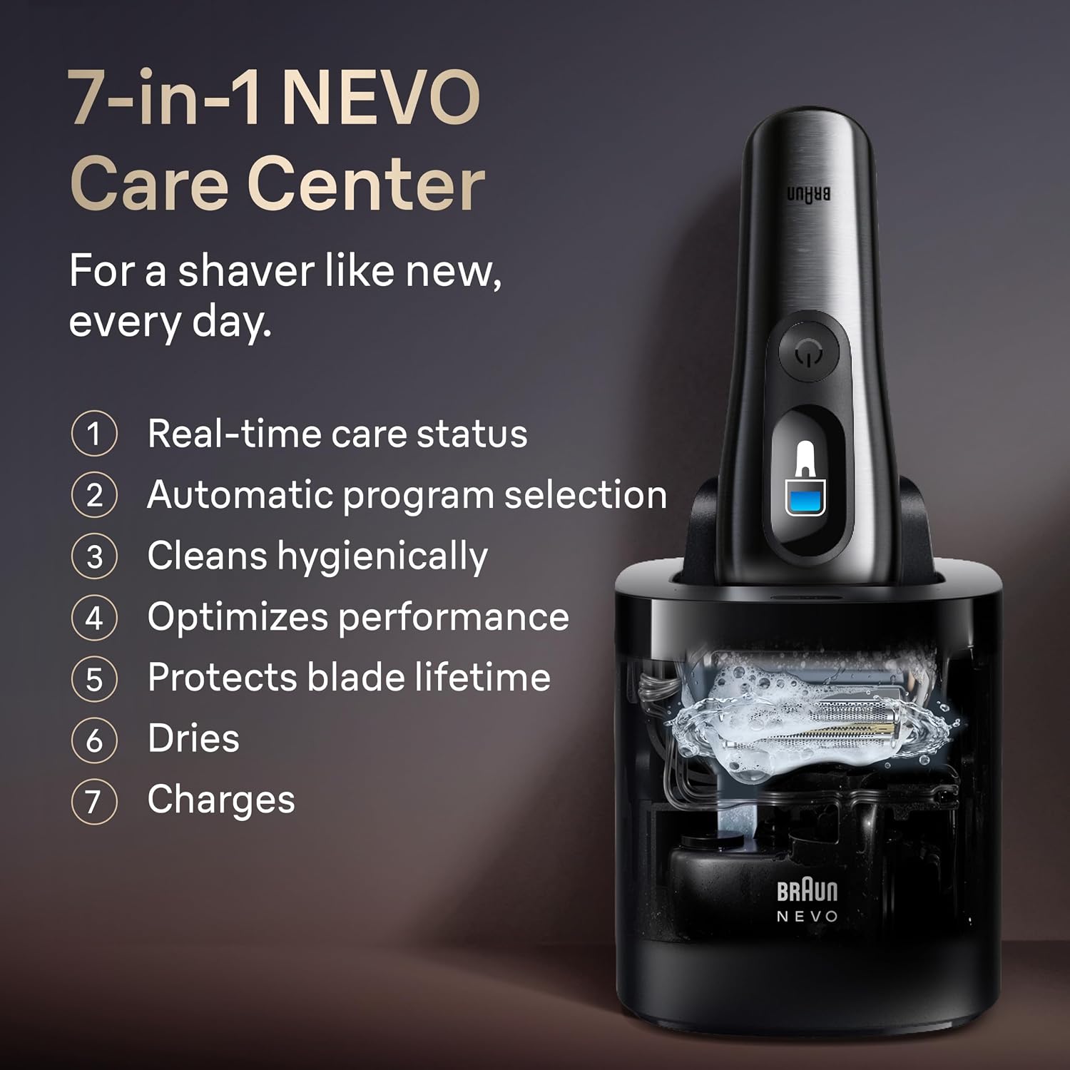 Detalle de Braun NEVO 17610C Men's Electric Shaver with AeroTouch and Stainless Steel Body