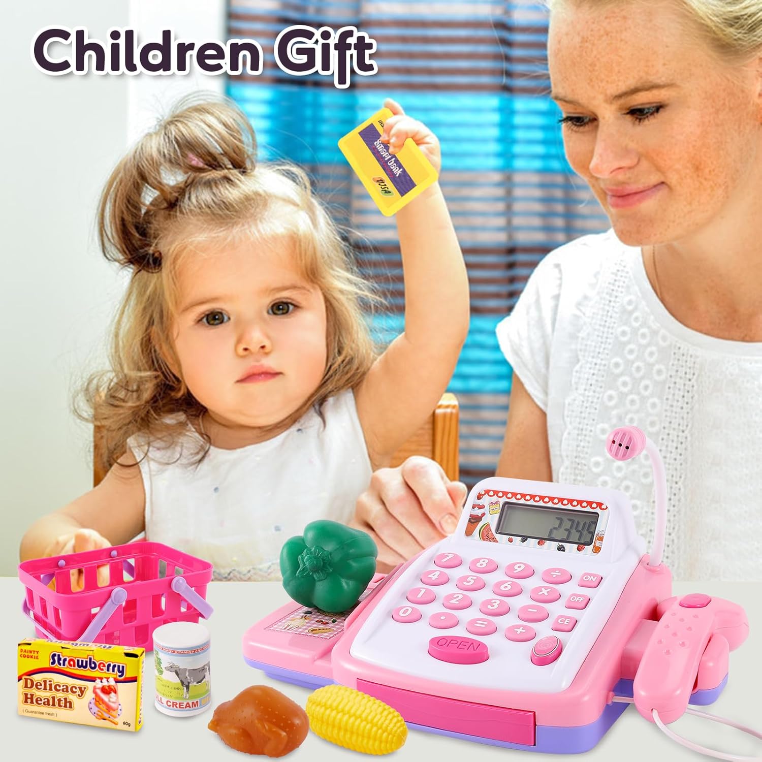 Detalle de HYAKIDS Pretend Play Till Cash Register with Scanner – Imaginative Shopping Till for Kids