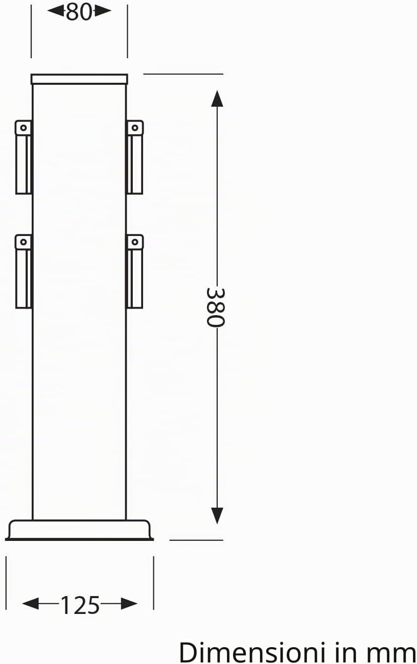 Thumbnail 6 de POLLY: Presa da giardino a colonna per esterni 4 vie, IP44, acciaio inox nera, angolare, 40 cm