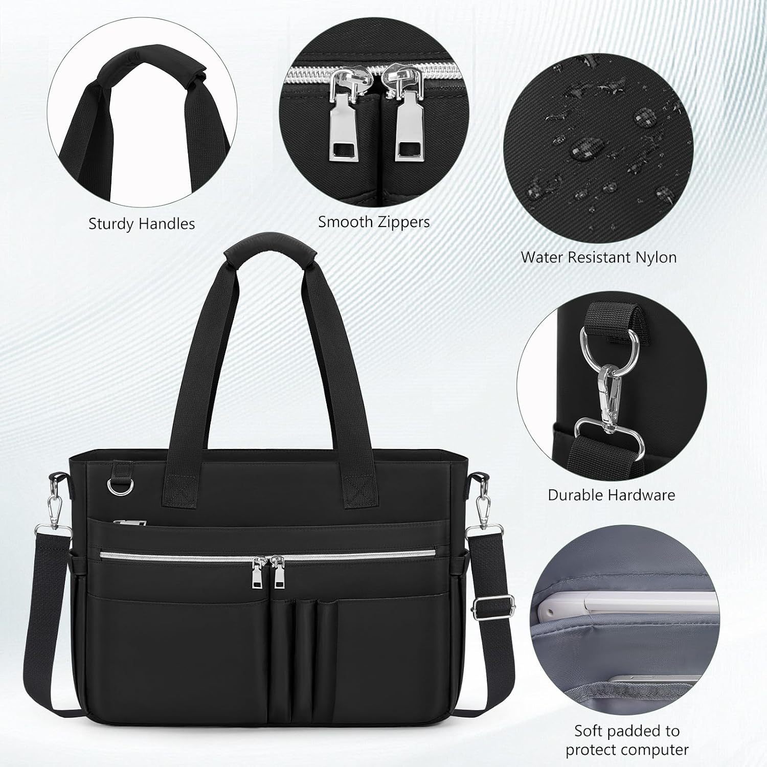 Detalle de RAINSMORE Laptop Tote Bag for Women: 15.6 Inch Everyday Work Companion