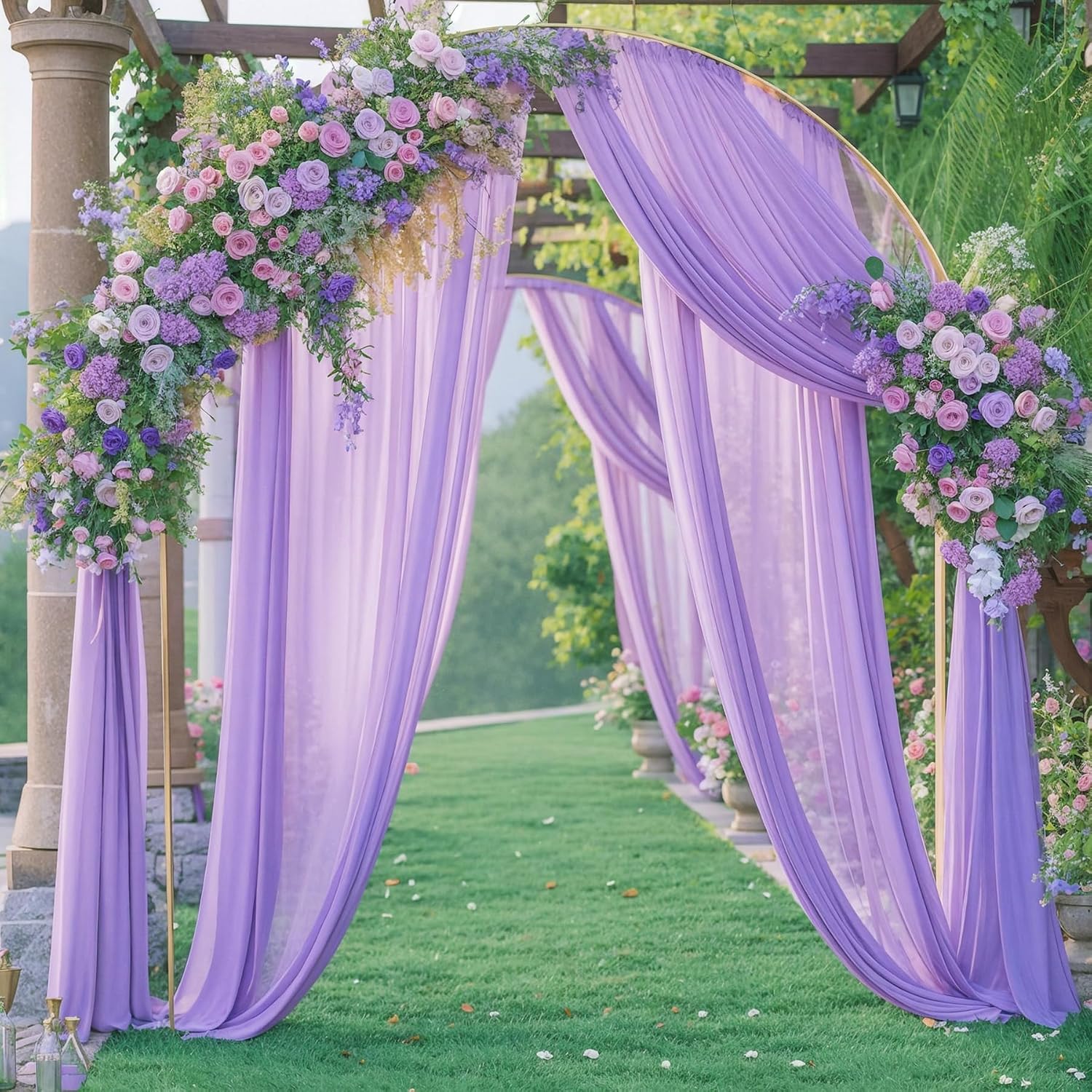 Thumbnail 1 de gogoparti CP34 Lavender Sheer Wedding Arch Drapes, 19 Ft, 2 Panels
