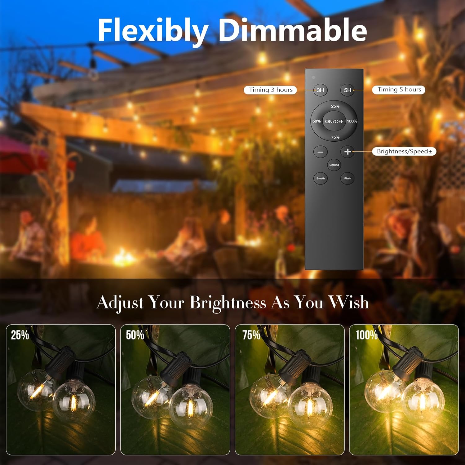 Detalle 2 de FANSANMY Guirnalda de Luces Exterior 15M 🌟 Control Remoto
