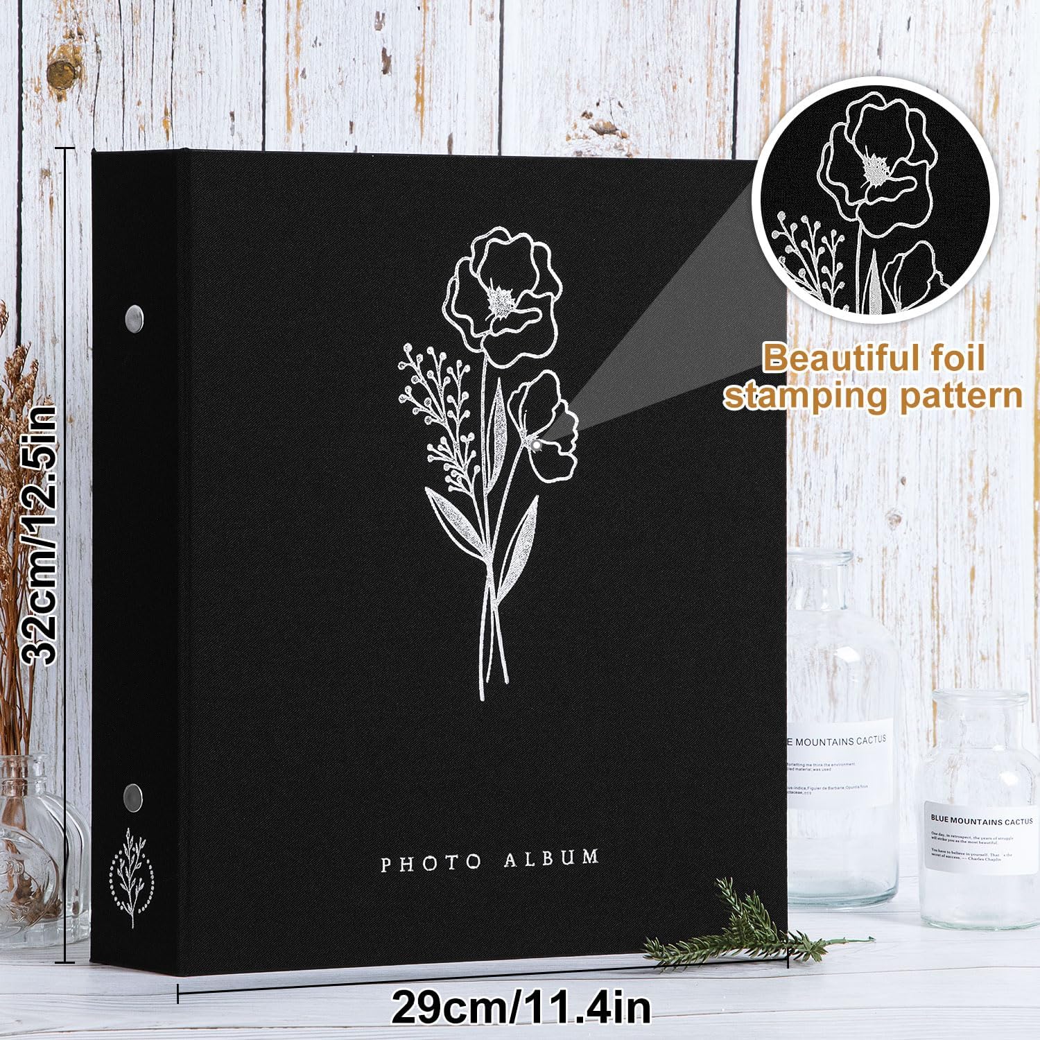 Detalle 2 de Lanpn PA11.5x15 album fotograficzny na 400 zdjęć, czarny, lniana okładka