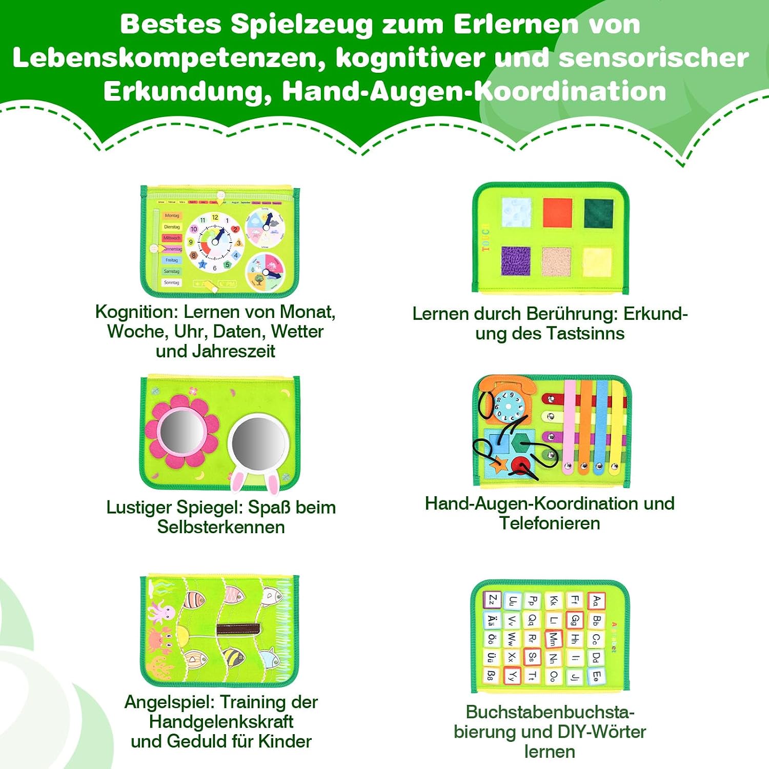 Thumbnail 1 de JHkim Montessori Busy Board Deutsch grün
