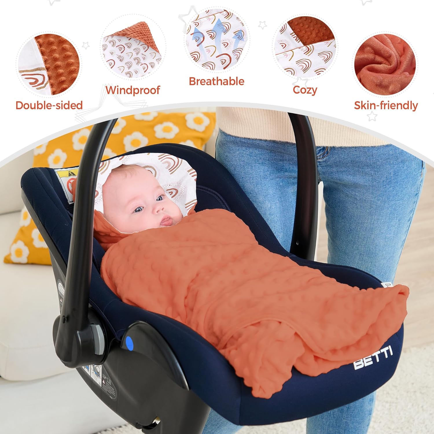 Thumbnail 1 de Miracle Baby Einschlagdecke 90x90 cm – Baumwolle, universell, für Babyschale und Kinderwagen