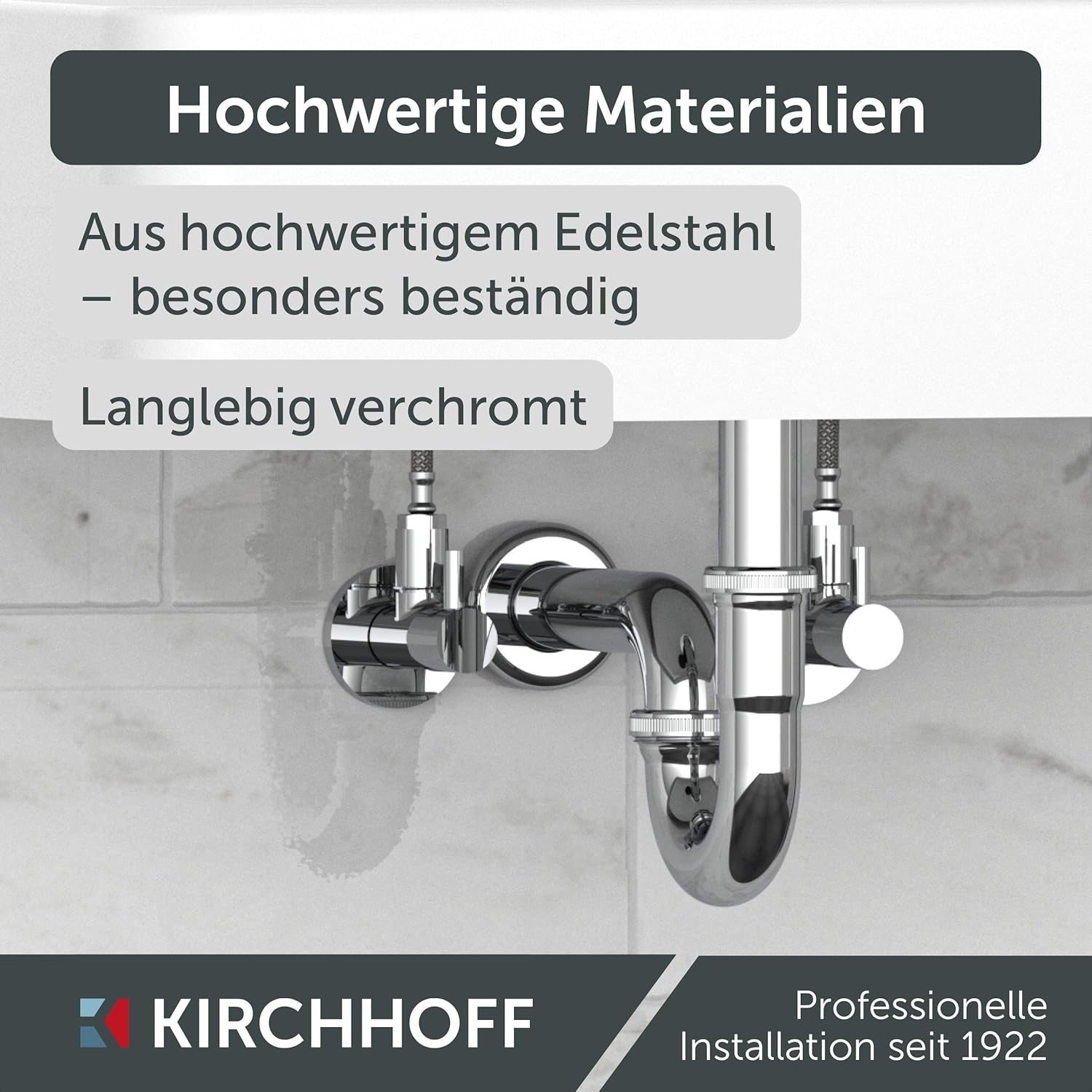 Thumbnail 4 de KIRCHHOFF Siphon Waschbecken PLUS – langlebiger Siphon mit langem Abfluss- und Tauchrohr, 1 1/4" Anschluss, 32 mm
