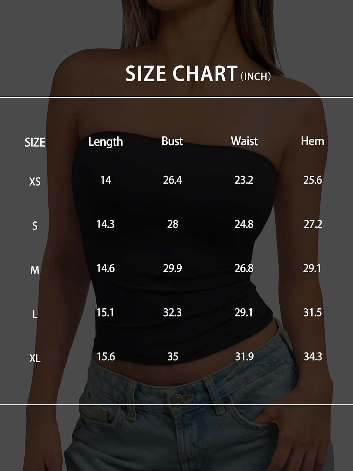 Detalle 2 de LILLUSORY Strapless Bandeau Tops for Women UK Backless Crop Boob Tube