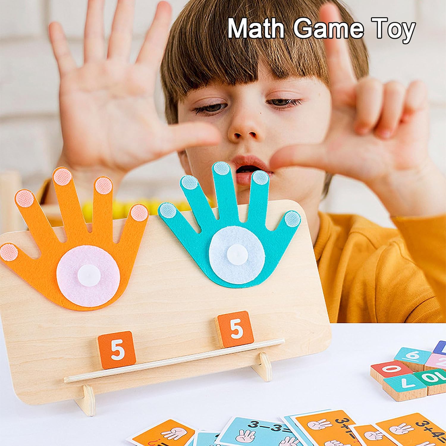 Detalle 2 de YATOSEEN Montessori Math Toy for Kids – Wooden Counting & Addition Subtraction Board