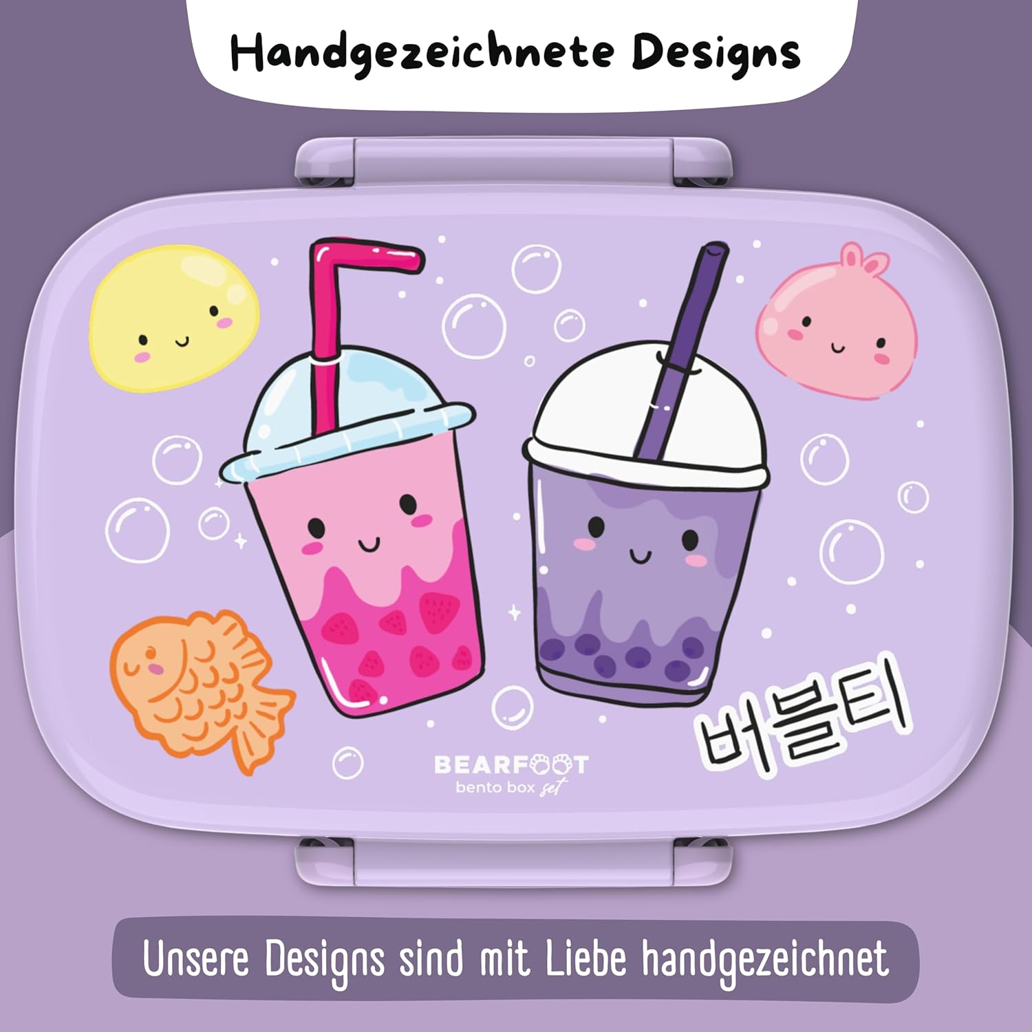 Thumbnail 5 de BEARFOOT Brotdose Kinder mit Fächern (BPA-frei) – auslaufsichere Lunchbox für Kindergarten & Schule, BubbleTea-lila