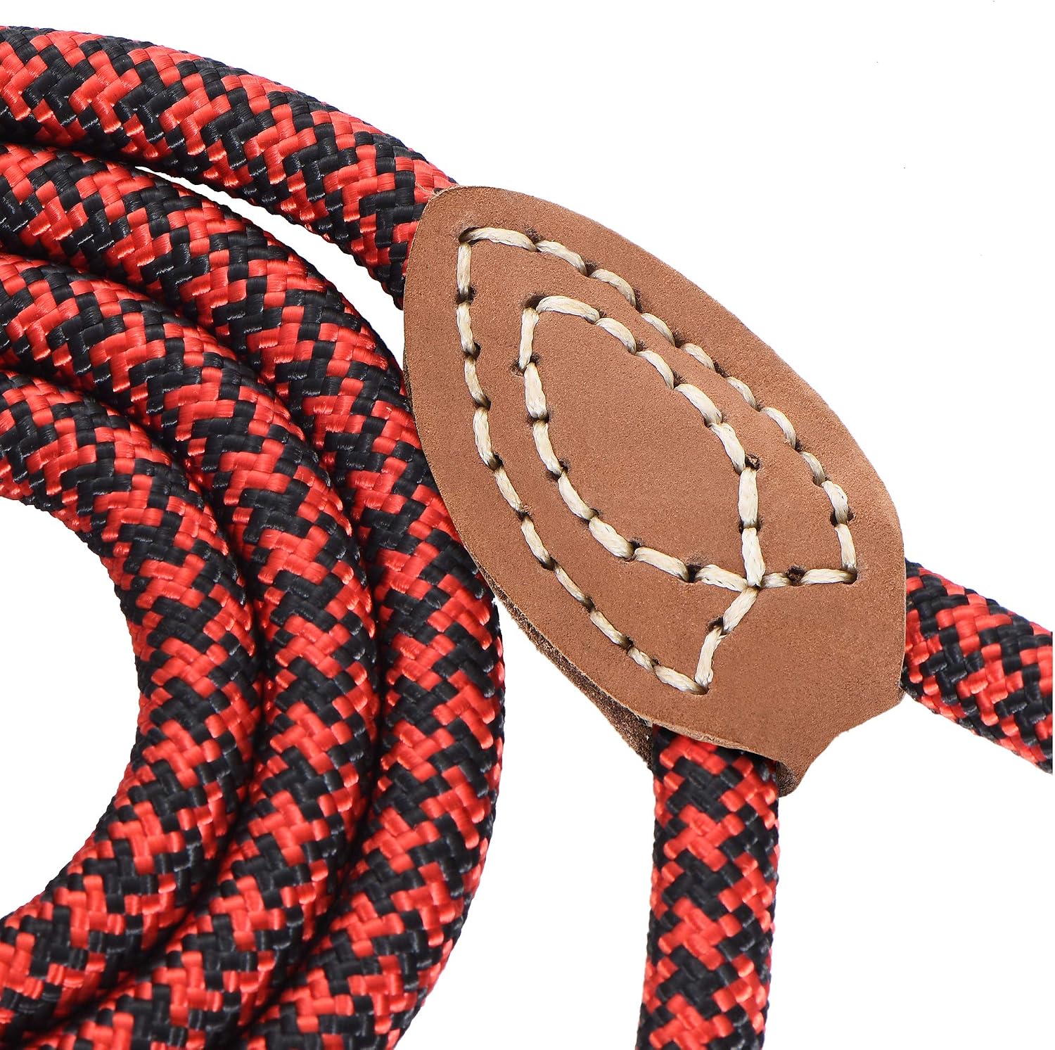 Detalle de Mile High Life Rope Leash with Genuine Leather Connection — 4 ft / 5 ft / 6 ft, Heavy‑Duty Lead for Medium & Large Dogs