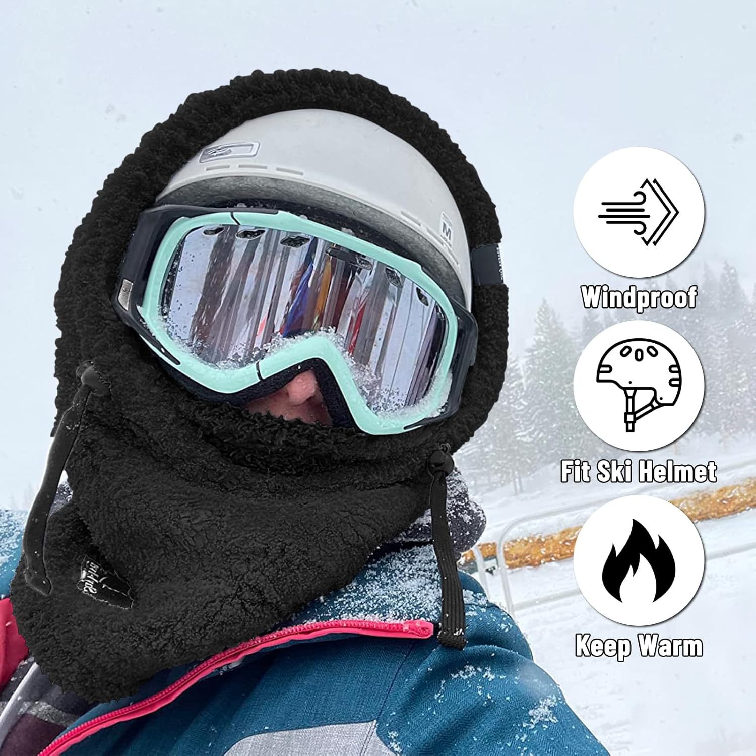 Detalle de Senllen Balaclava Cold Weather Fleece Ski Mask đ§Ł