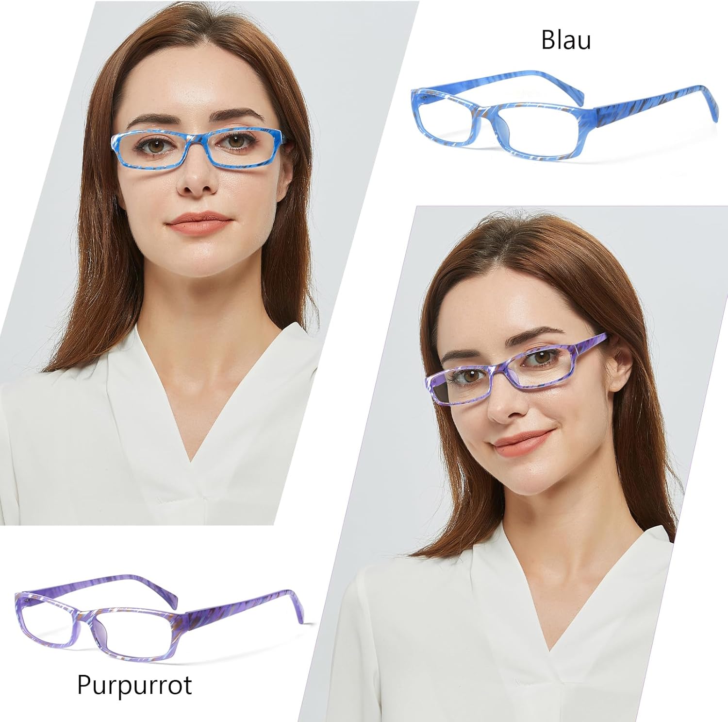 Thumbnail 3 de COJWIS 6er-Pack Lesebrille mit Blaulichtfilter – Federscharnier, leichte Vollrandbrille für Damen