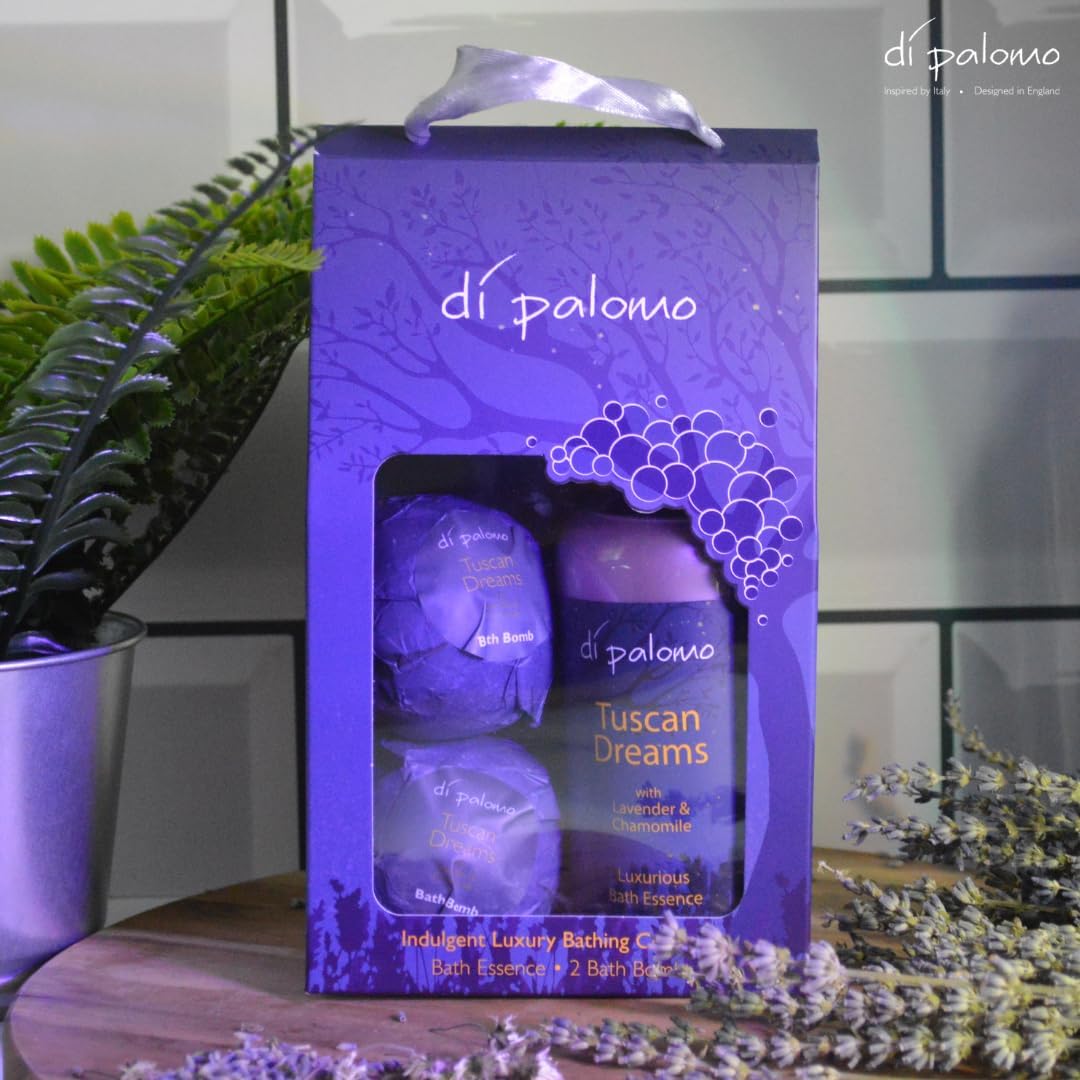Detalle 2 de Di Palomo Tuscan Dreams Indulgent Luxury Bathing Collection (300ml) Bathing Bubbles & 2 Bath Fizzers with Lavender & Chamomile