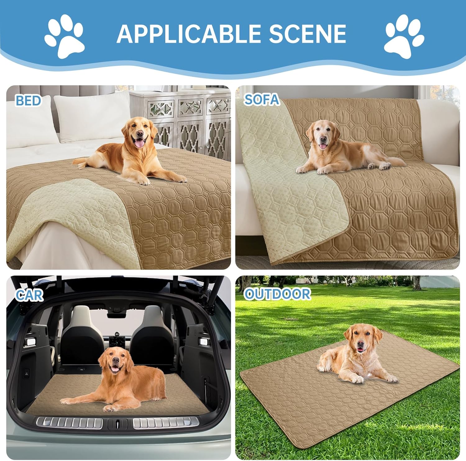Thumbnail 5 de Guchuang Waterproof Dog Blanket (97×190 cm) – Anti-slip, washable sofa and bed cover in khaki