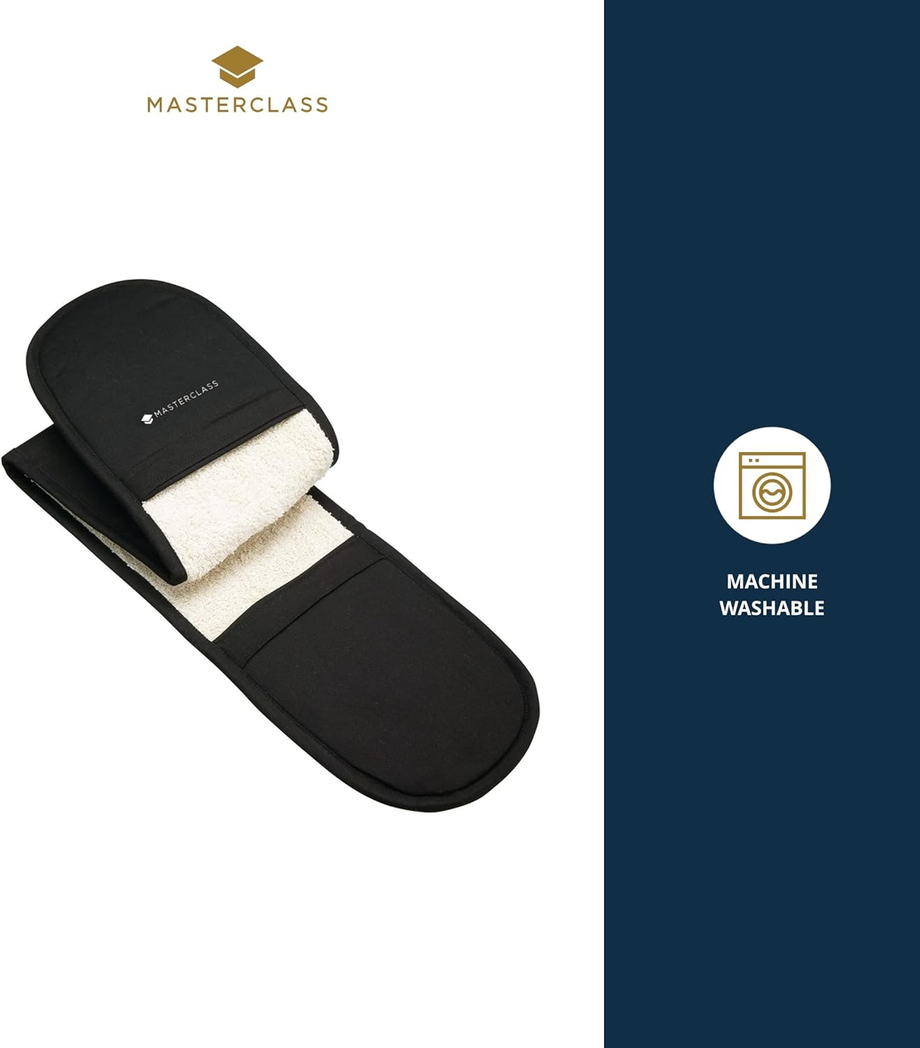 Thumbnail 2 de KitchenCraft MasterClass Deluxe Double-Gant de Cuisine, Coton, Noir