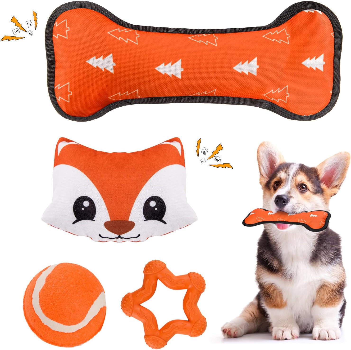 Detalle de LIFLIX Jouet pour Chiot en Forme de Renard – Ensemble multi-jouets pour dentition et jeux