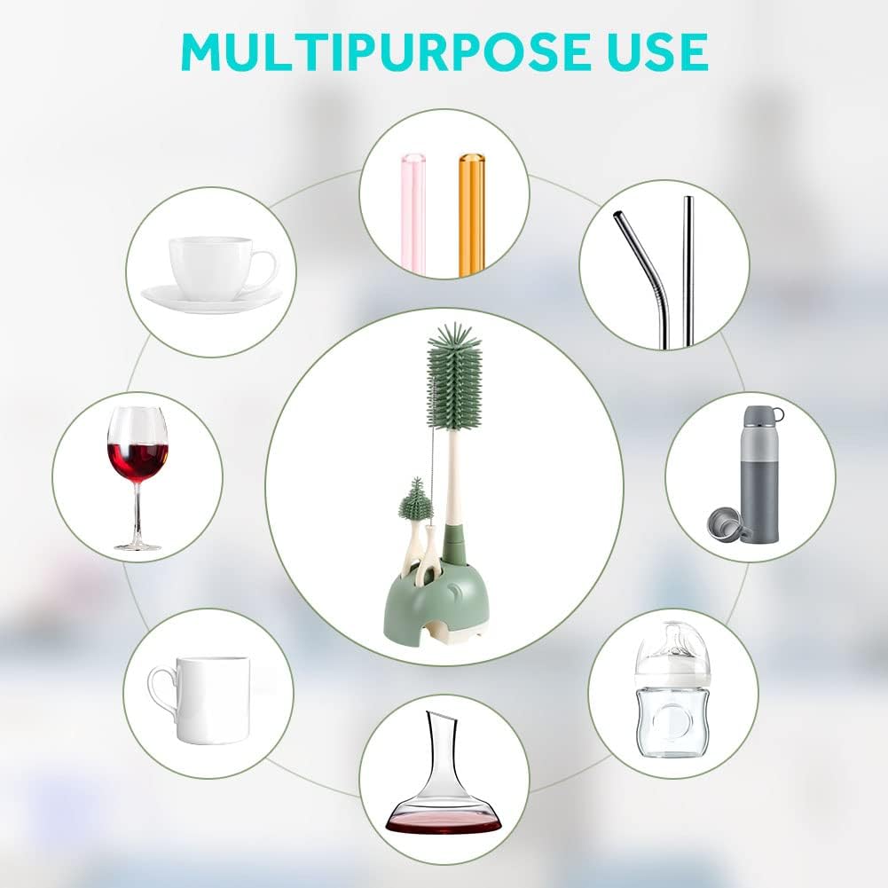 Detalle de Ensemble Vicloon 4 en 1: brosse bébé en silicone, 360° et support pratique
