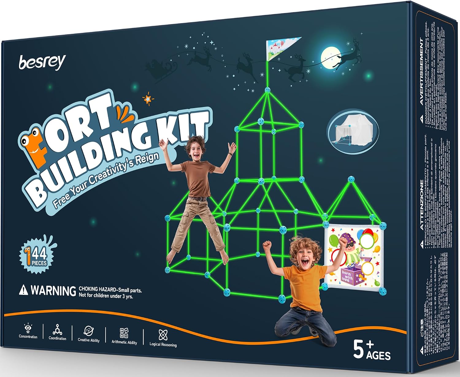 Detalle de besrey Höhle Bauen Kinder – 144PCS Konstruktionsspielzeug mit Wurfspiel