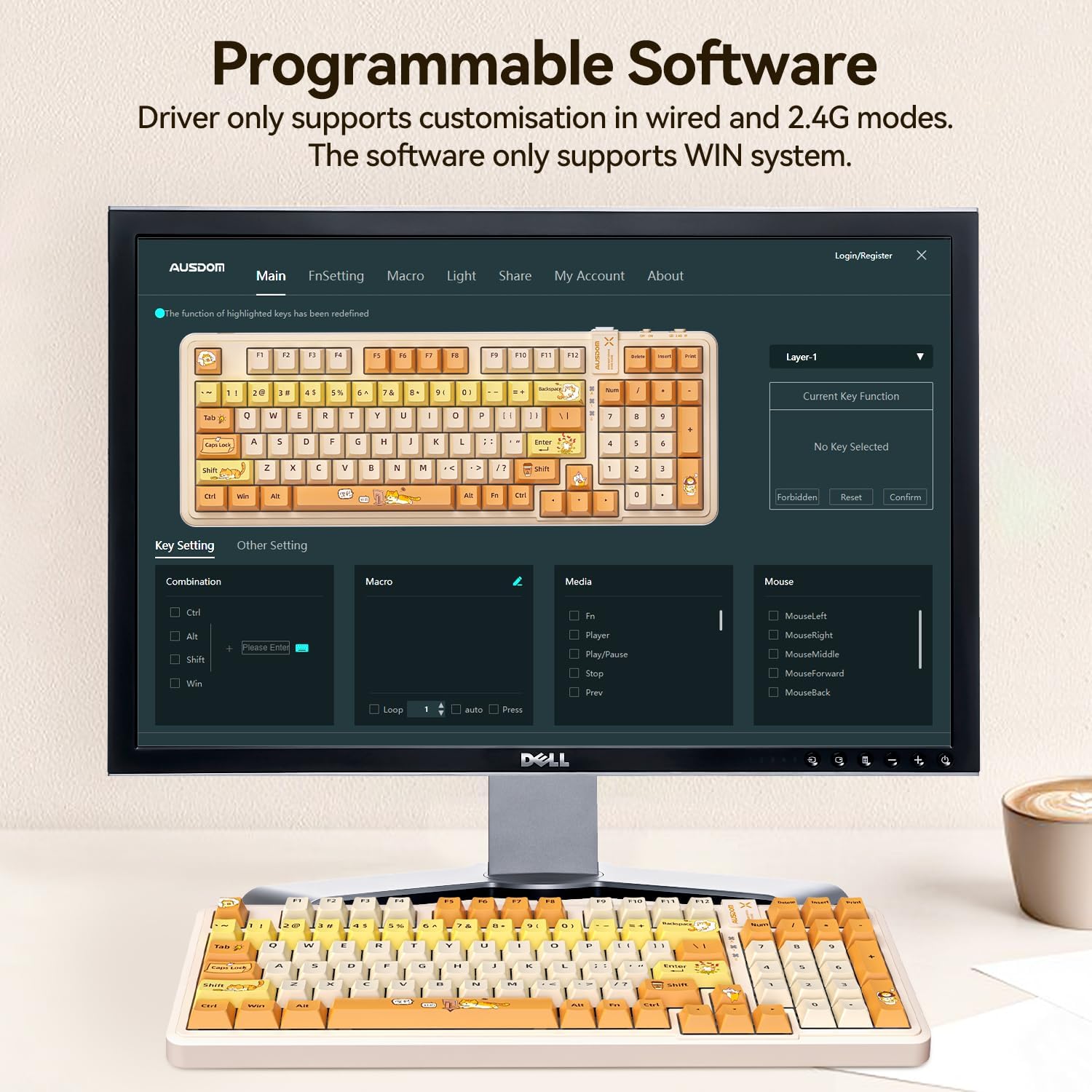 Thumbnail 6 de AUSDOM 98Pro-Yellow Cat Theme Wireless Mechanical Keyboard, 97-Key