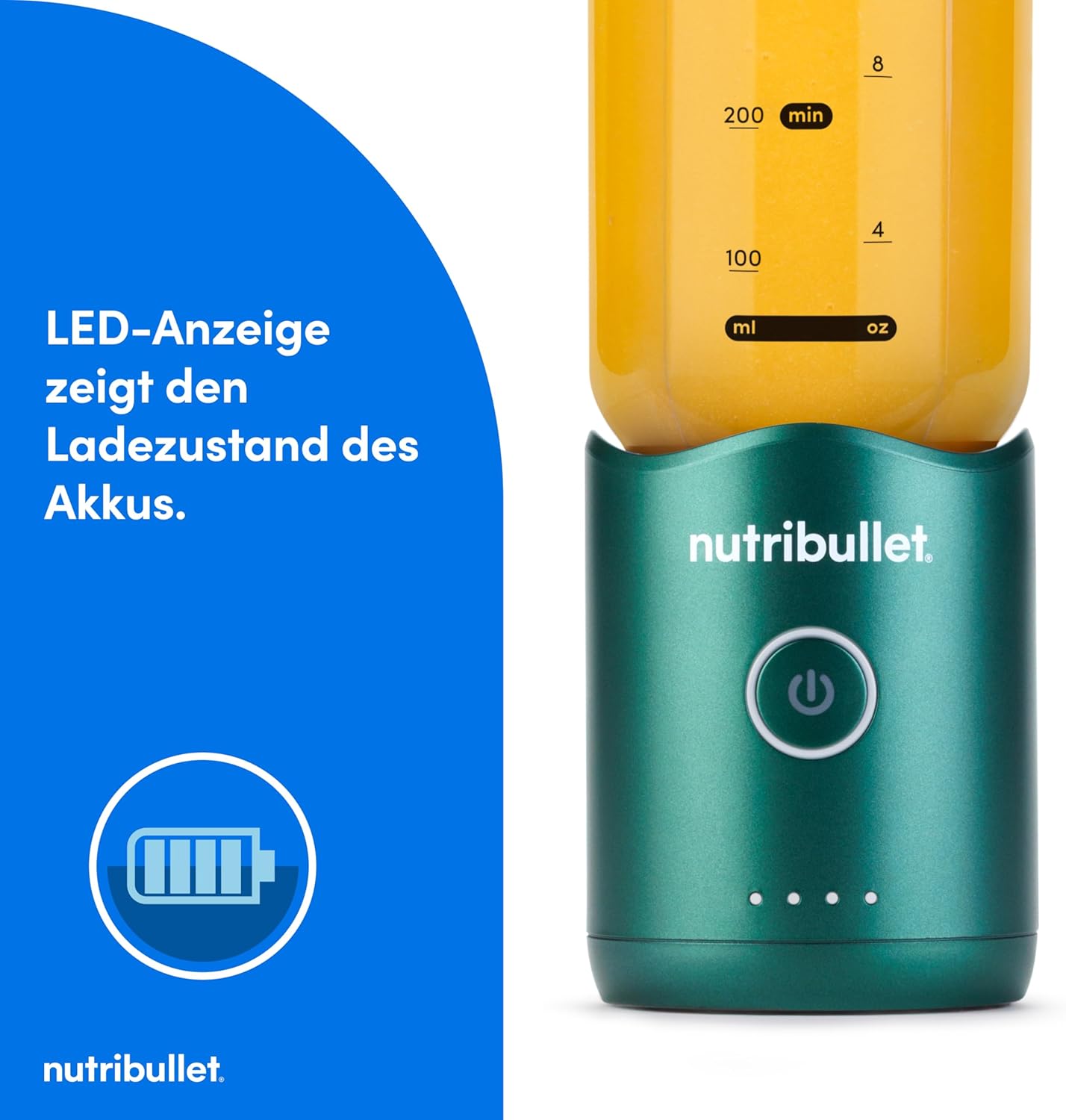 Detalle de Nutribullet Flex 590ml – Tragbarer Smoothie-Mixer mit Trinkdeckel, USB-C, BPA-frei, Grün NBП013GR