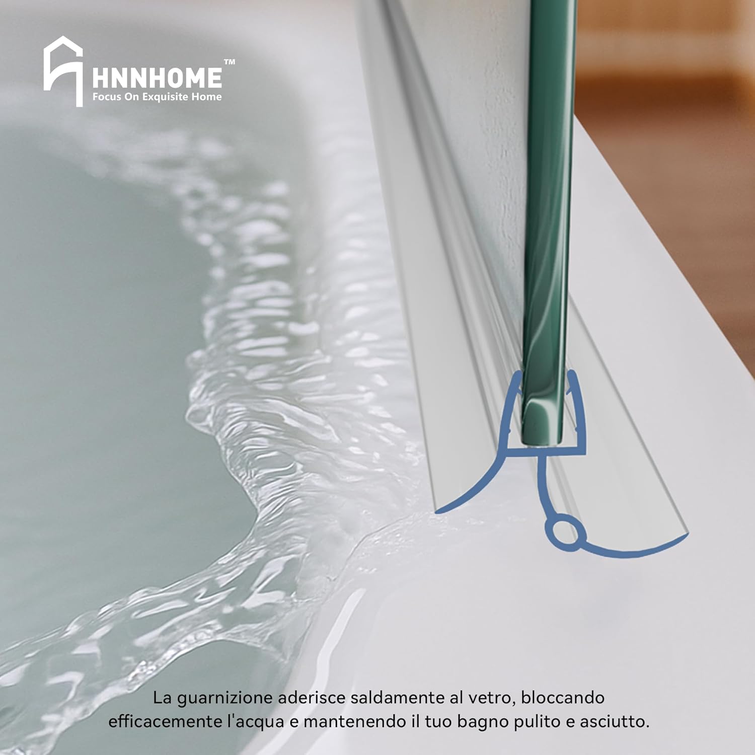 Thumbnail 6 de HNNHOME Guarnizione sigillante per box doccia in plastica gommata, 870 mm, per vetro 4–6 mm
