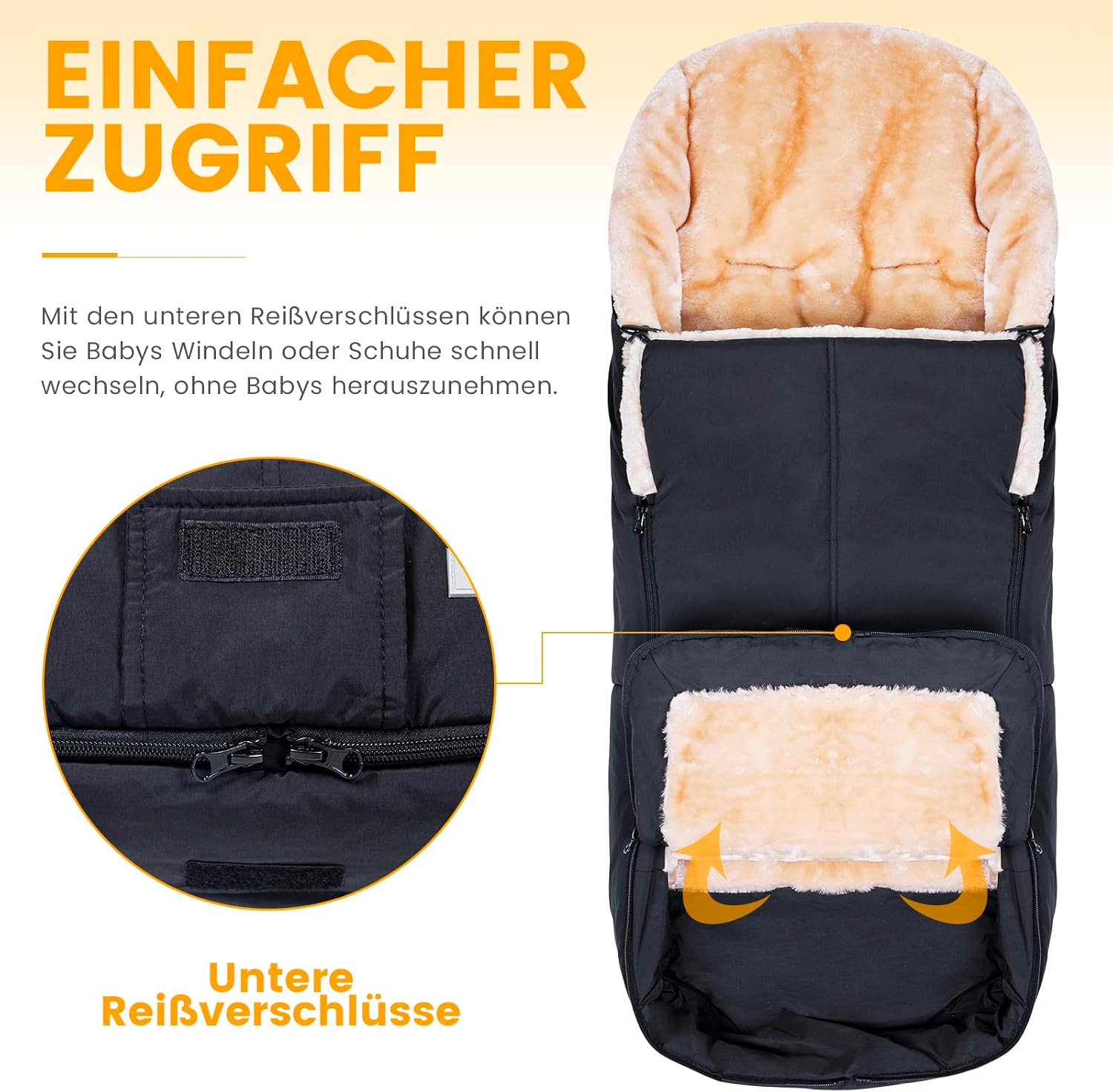 Thumbnail 4 de Orzbow Fußsack Buggy mit Kunstlammfell – universell