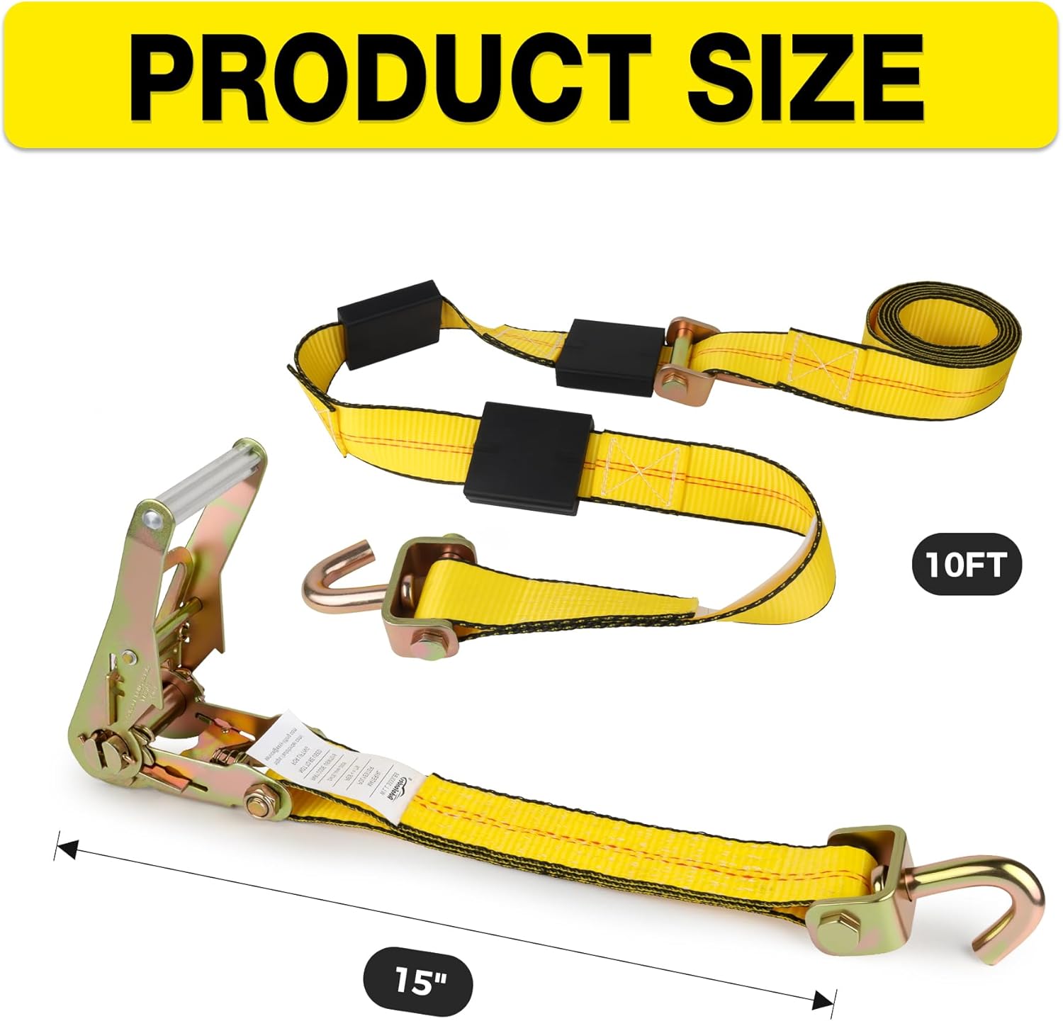 Thumbnail 2 de Autofonder Car Hauler Straps Heavy Duty 10,000 lbs – 3-Point Tire Tie Down Straps for Trailers (Over The Wheel with Rubber Cleats)
