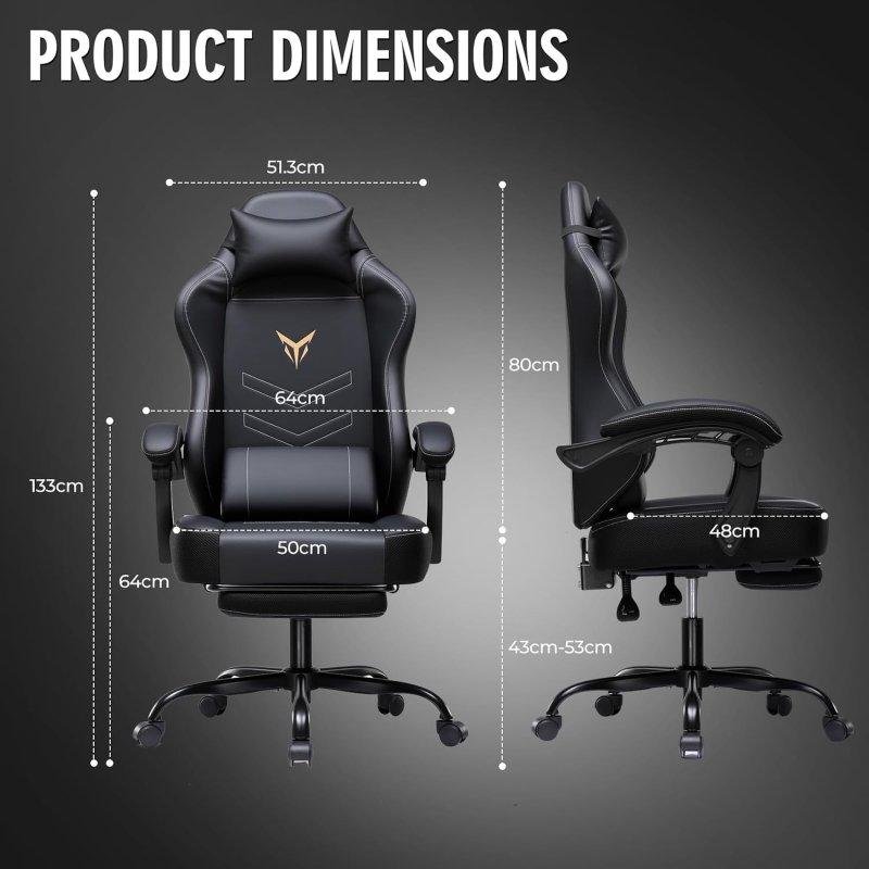 Thumbnail 1 de GTPLAYER silla gaming con reposapiés ajustable y tapizado negro de cuero PU