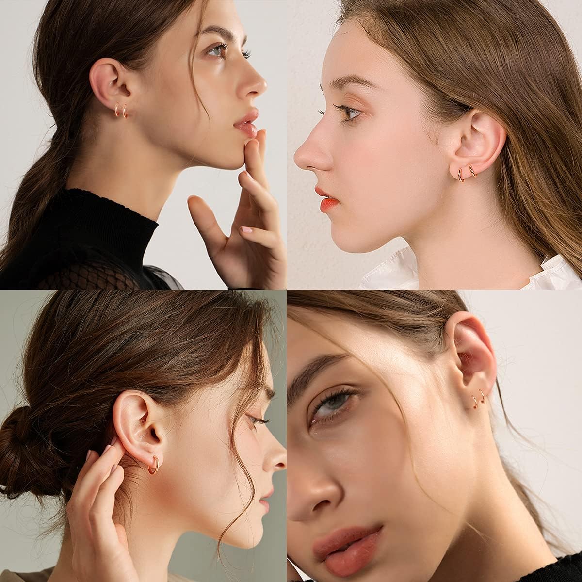 Thumbnail 3 de Hasnsofie Silber Creolen Set – 3 Paare 10/12/14 mm, 925 Sterling Silber, rosegold veredelt, hypoallergen