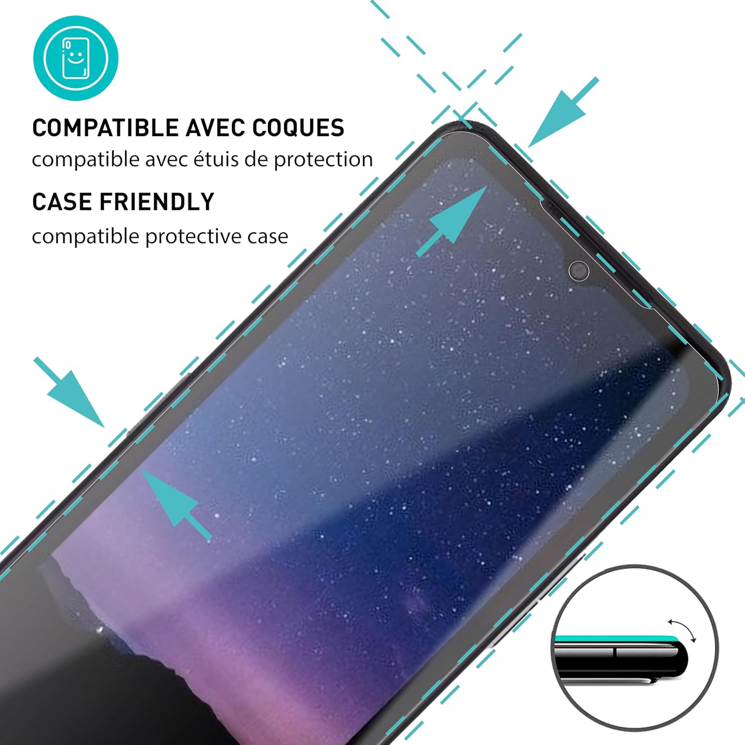 Detalle 2 de Pack smartect Verre Trempé pour CAT S75 (3 pièces) HD anti-rayures – clair, sans bulles