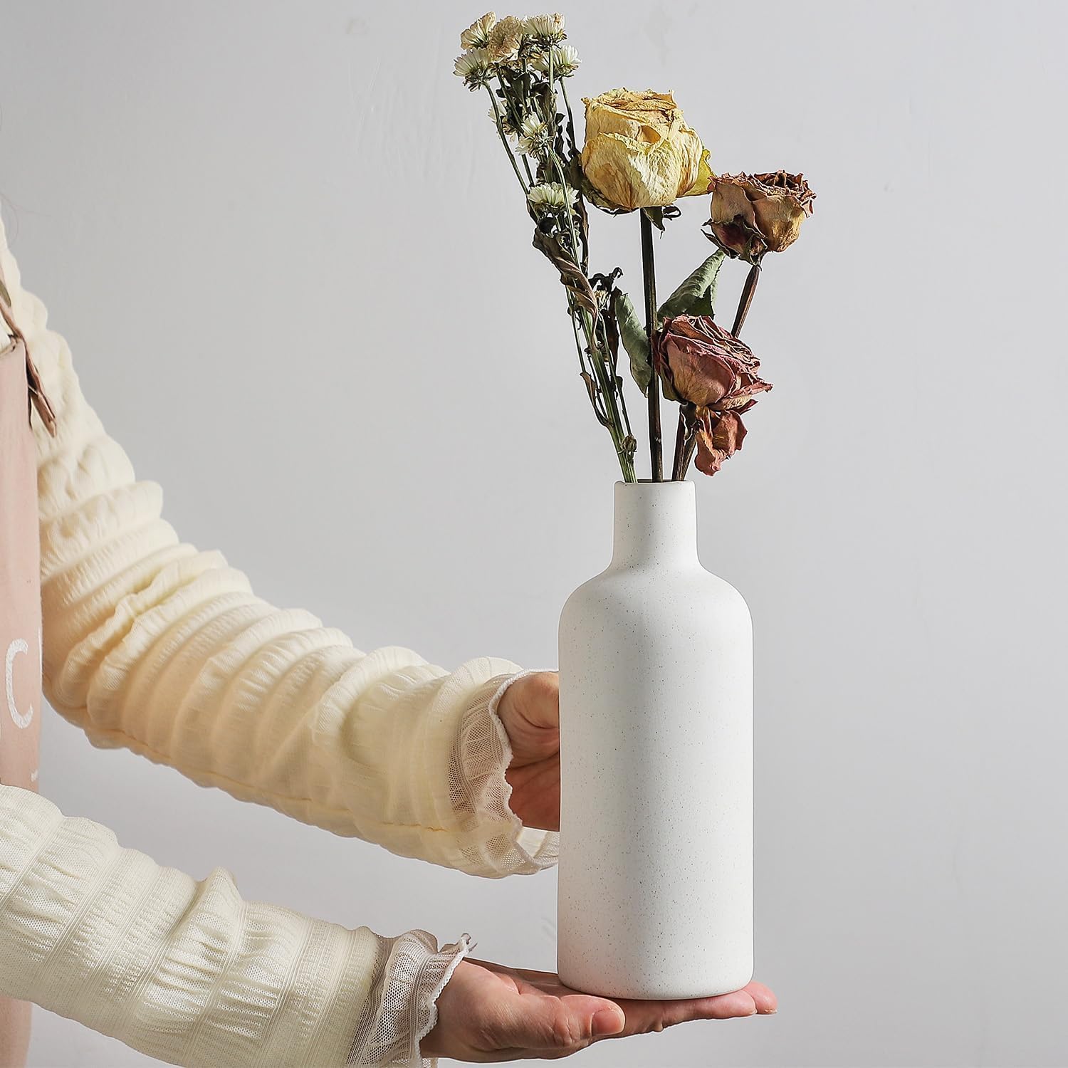 Thumbnail 4 de CEMABT Vase en céramique blanche – lot de 4 petits contenants pour fleurs (modèle unique)