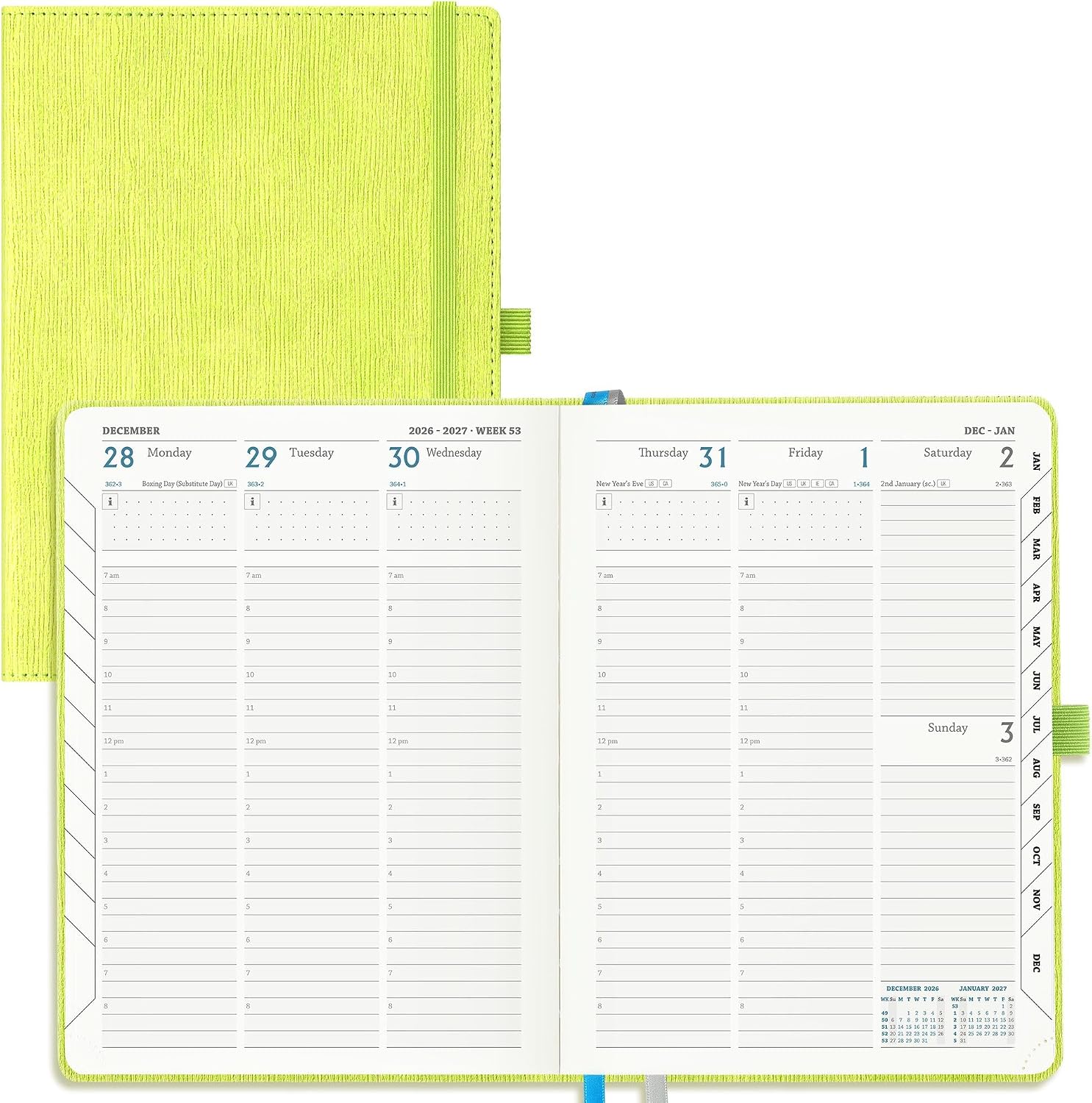 Detalle de IN-LUXPRO Academic Diary 2026-2027: Week to View A5 Medium (Jul28–Dec27) with Timeslots